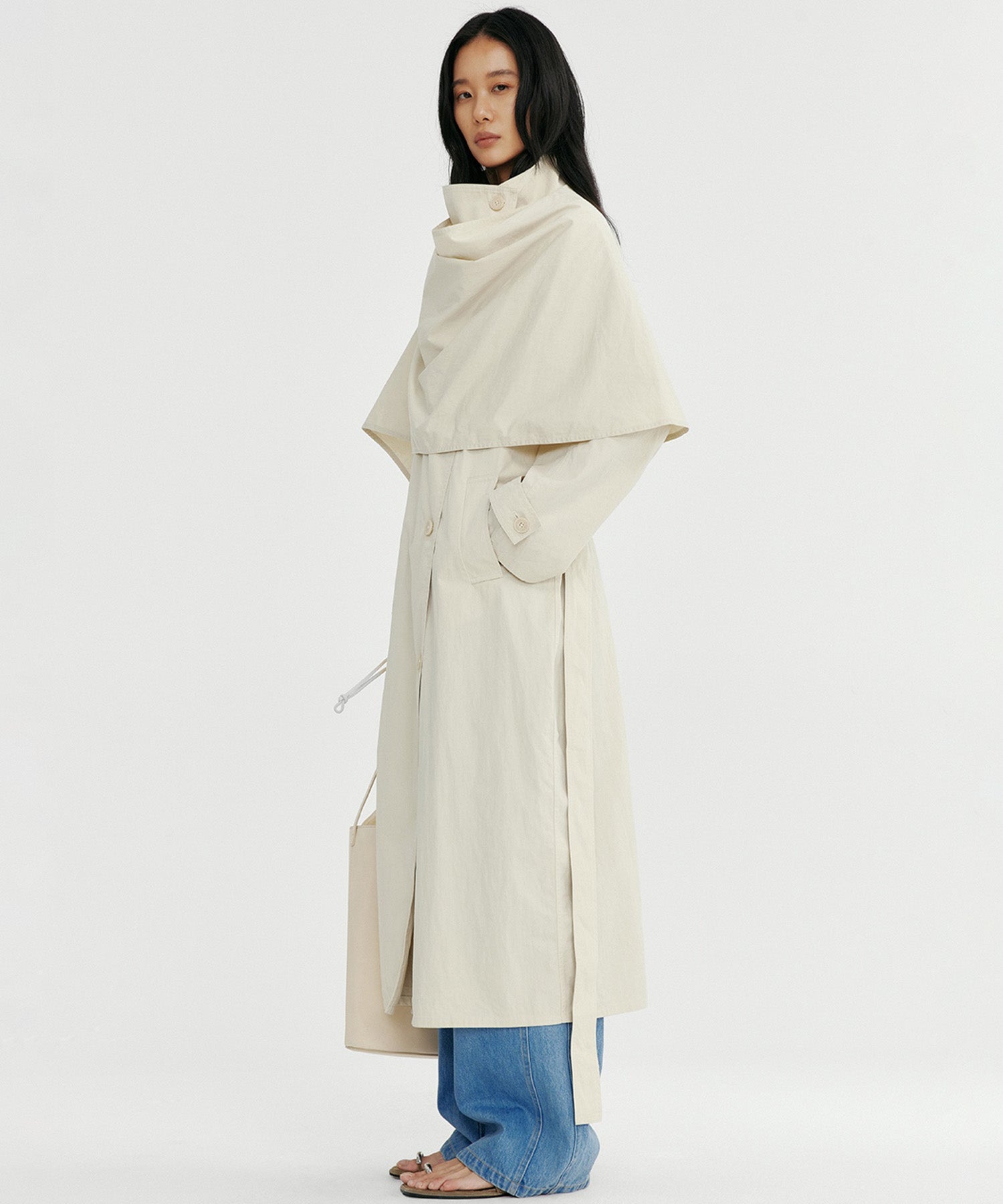 オーバーラップスタンドカラーコート