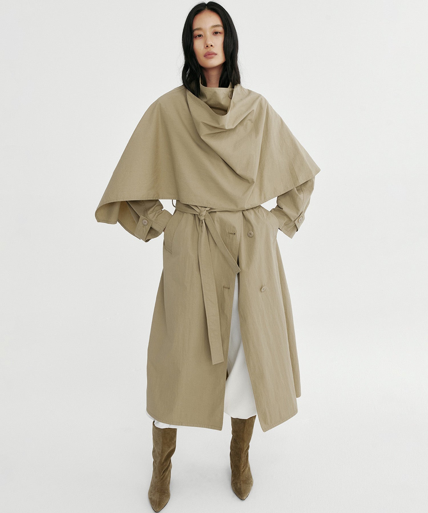 オーバーラップスタンドカラーコート