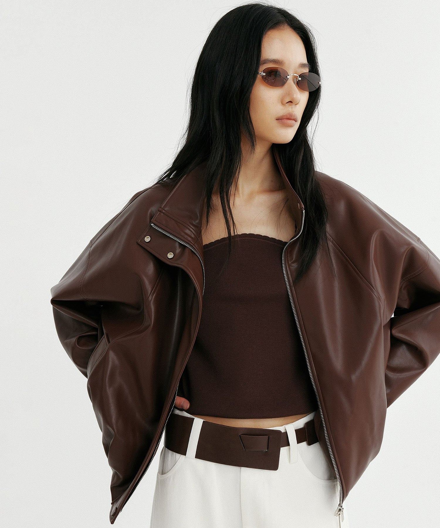 【12月上旬お届け予約商品】スタンドカラーレザージャケット