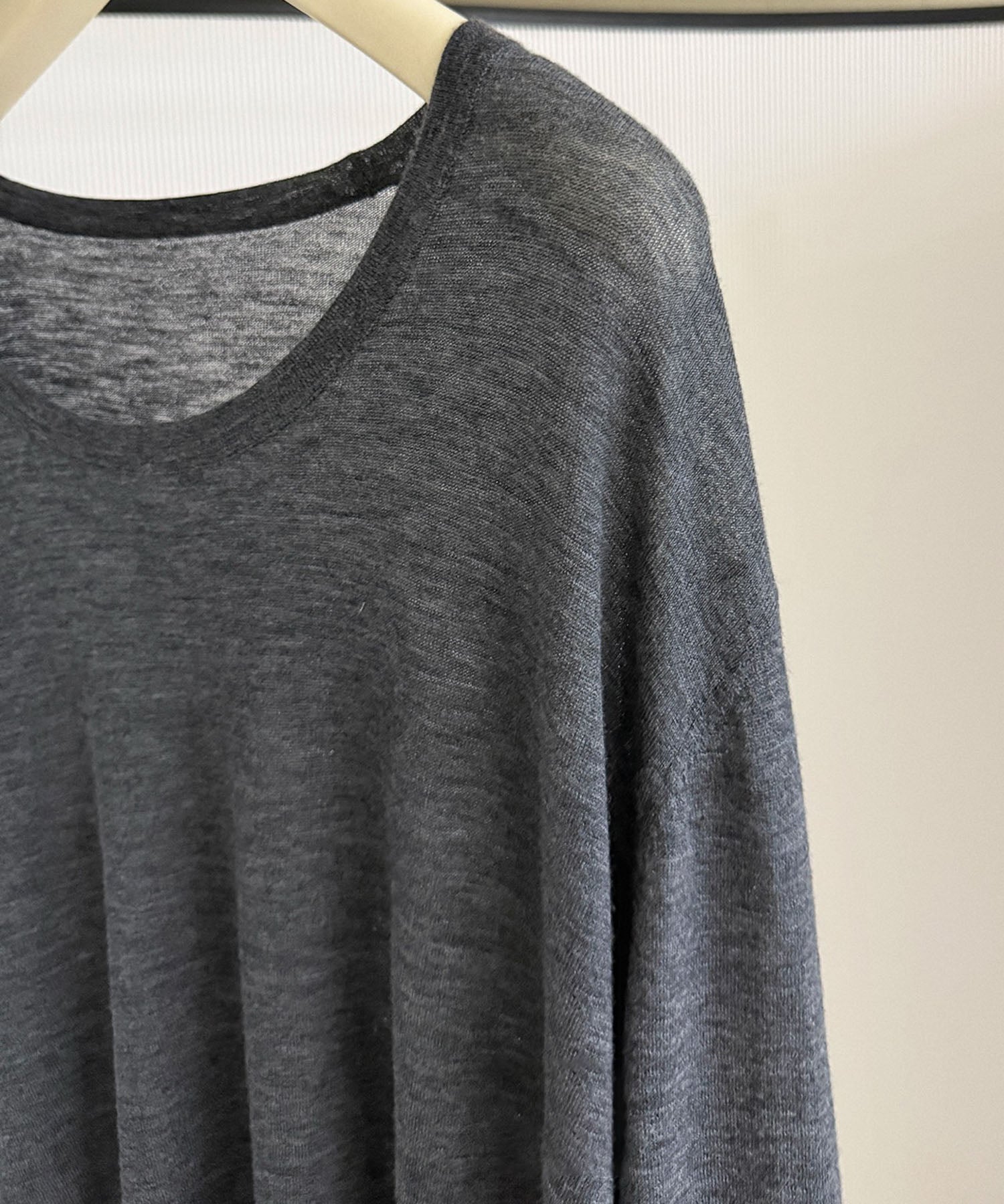 Uネック ウールニットプルオーバー