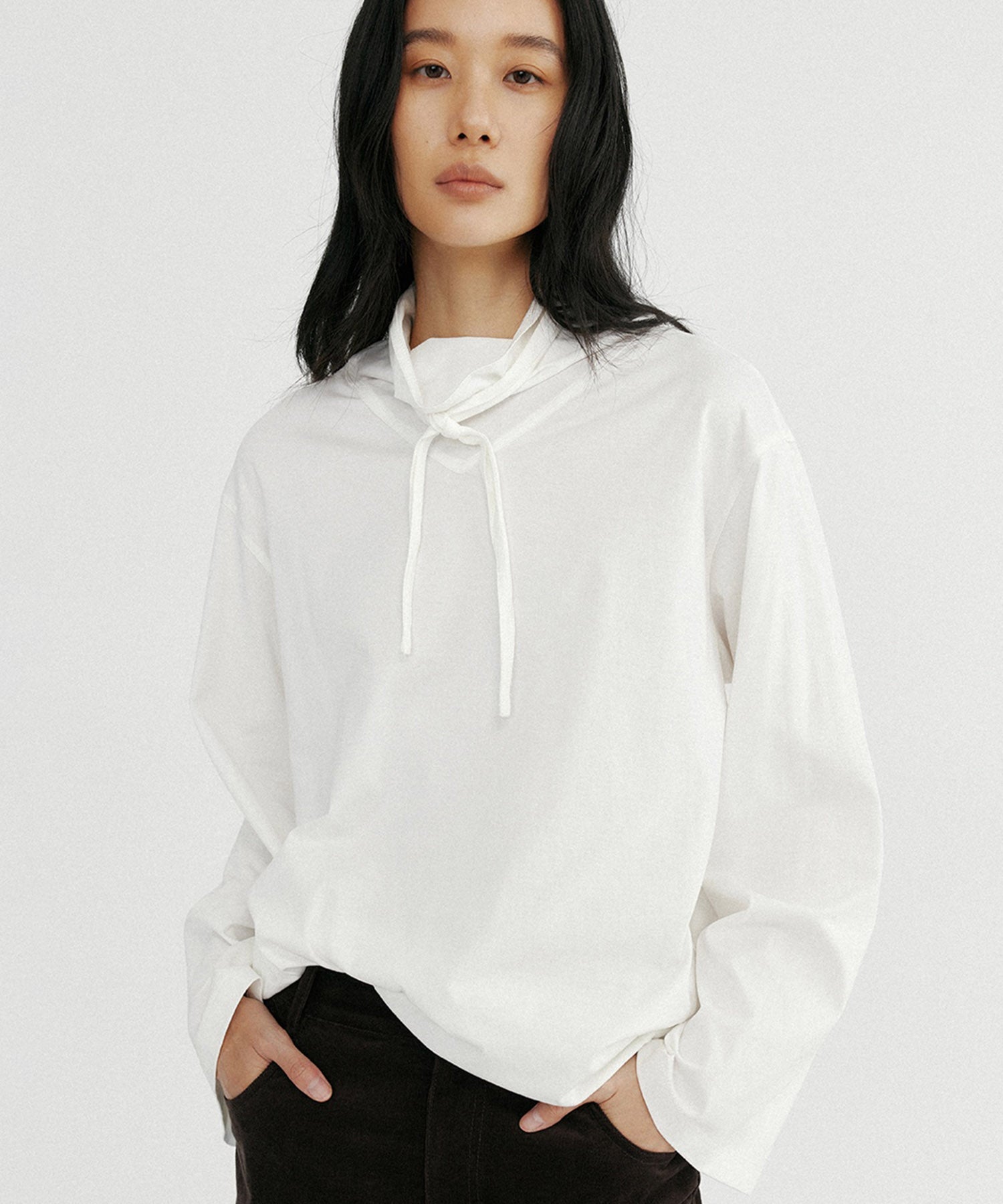 リボンカラープルオーバーカットソー