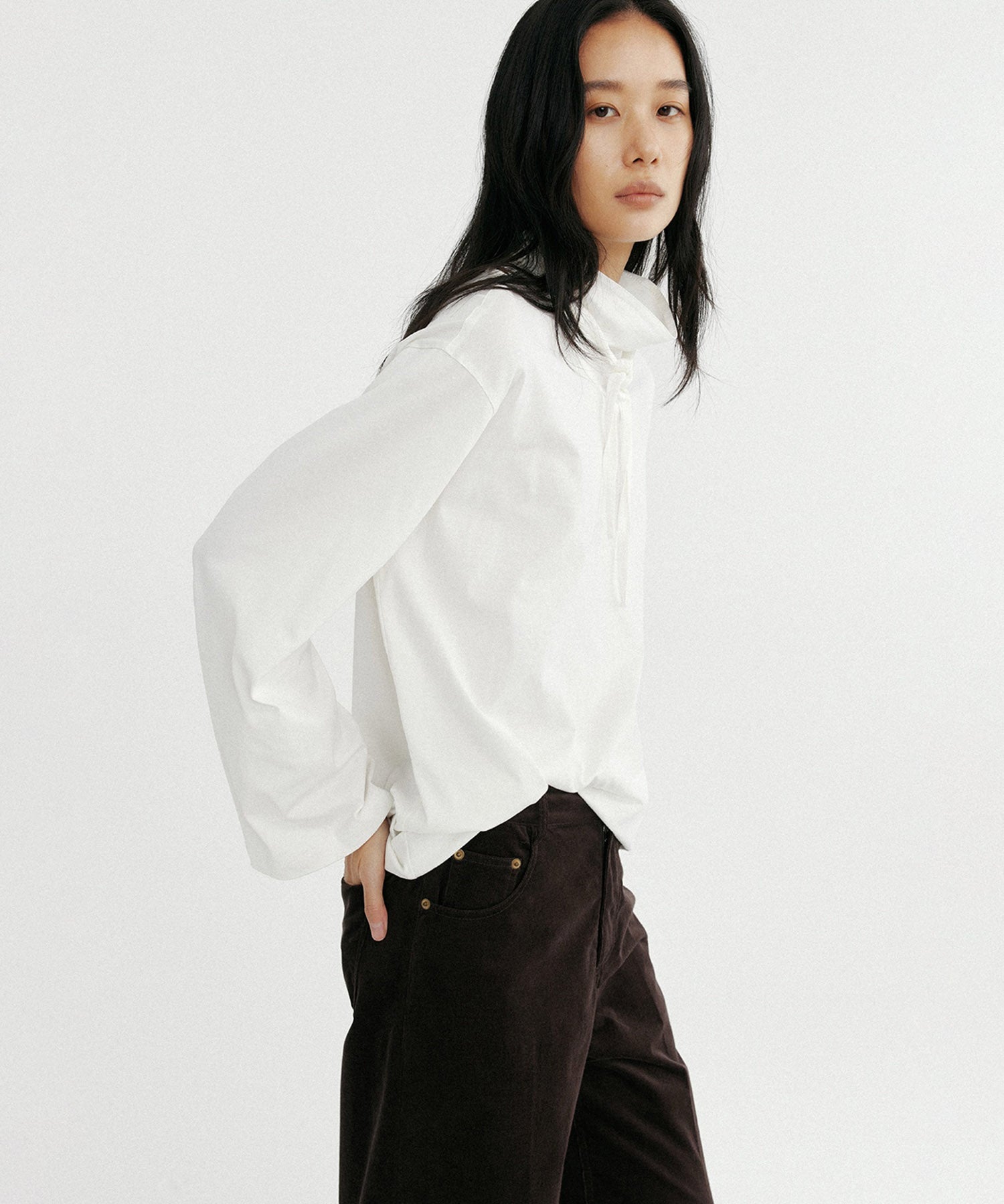 リボンカラープルオーバーカットソー