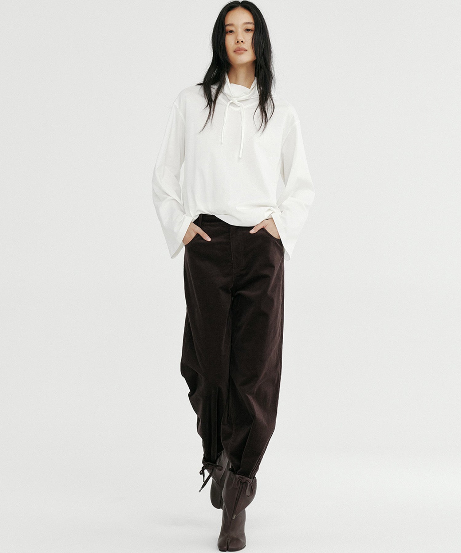 リボンカラープルオーバーカットソー