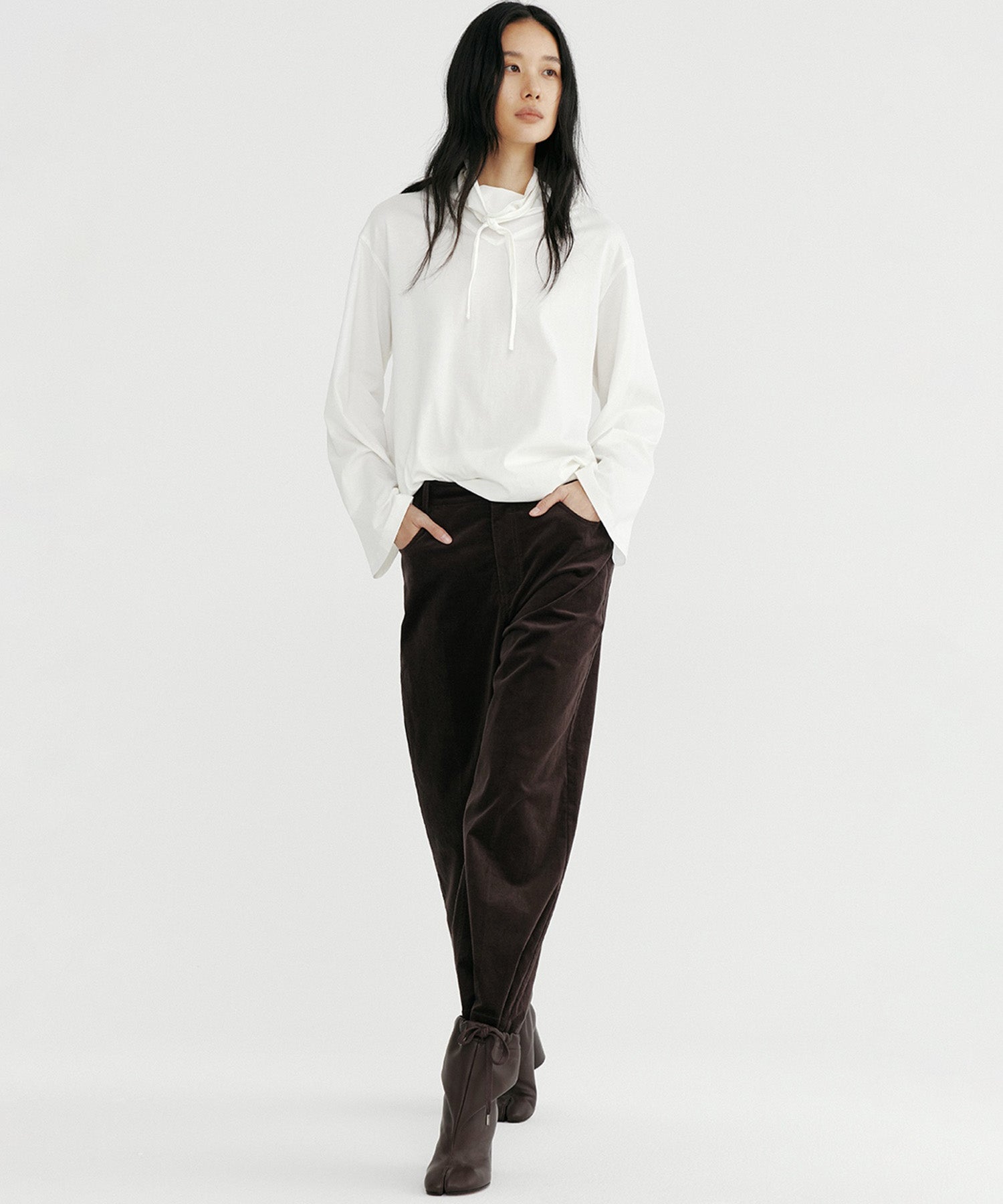 リボンカラープルオーバーカットソー