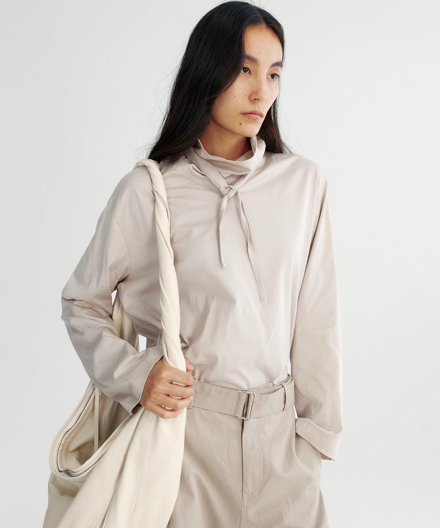 リボンカラープルオーバーカットソー