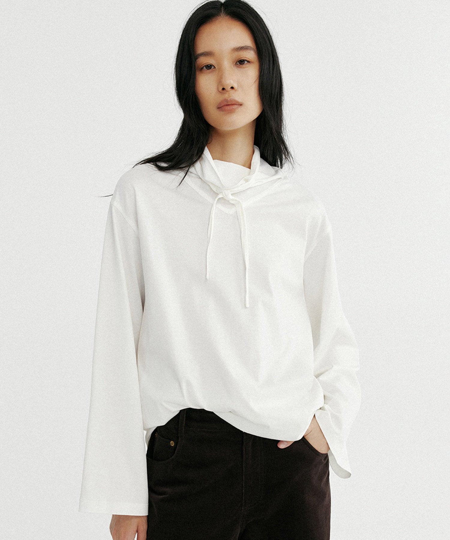 リボンカラープルオーバーカットソー