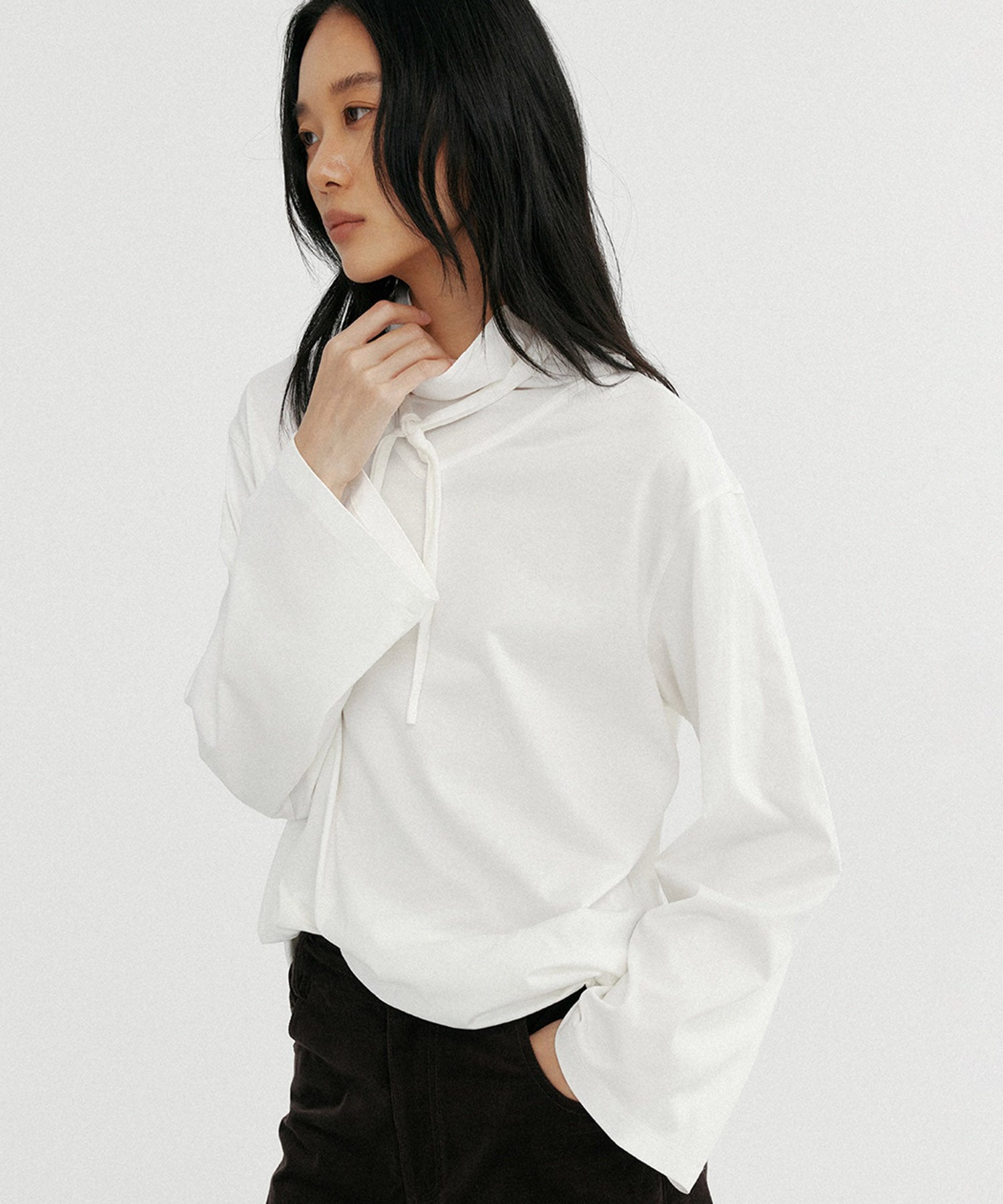 リボンカラープルオーバーカットソー