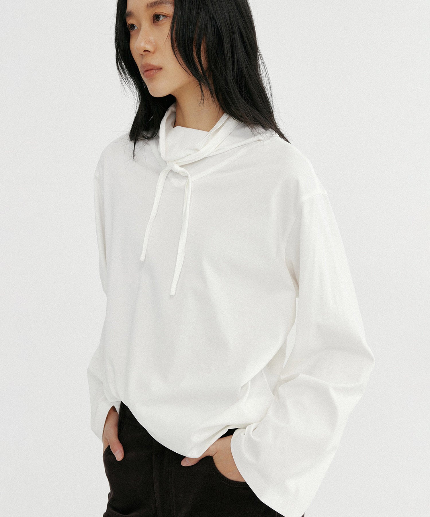 リボンカラープルオーバーカットソー