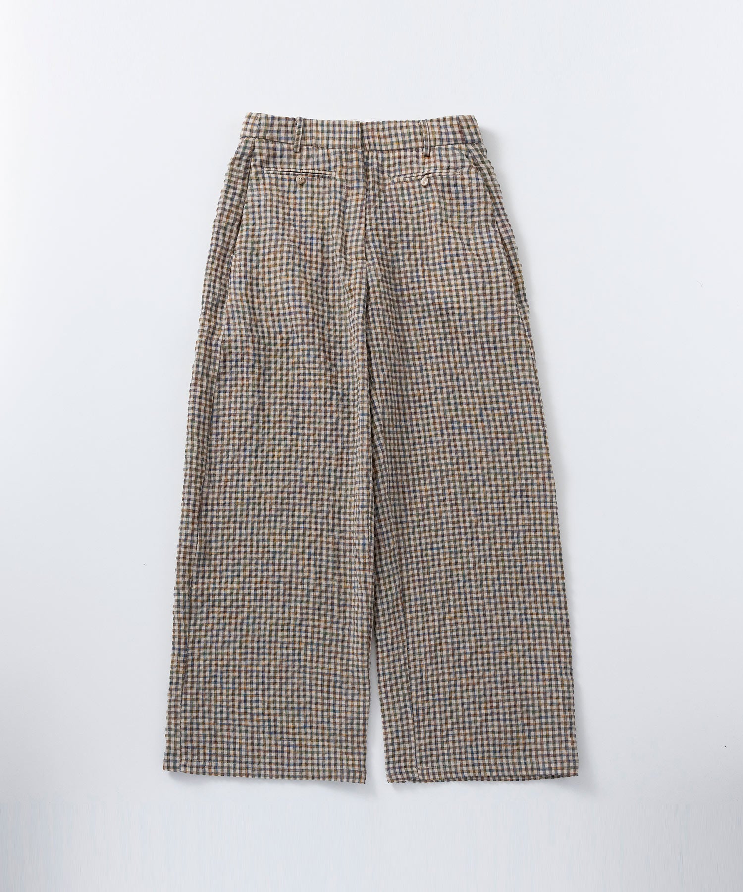 リネンブレンド チェックパンツ