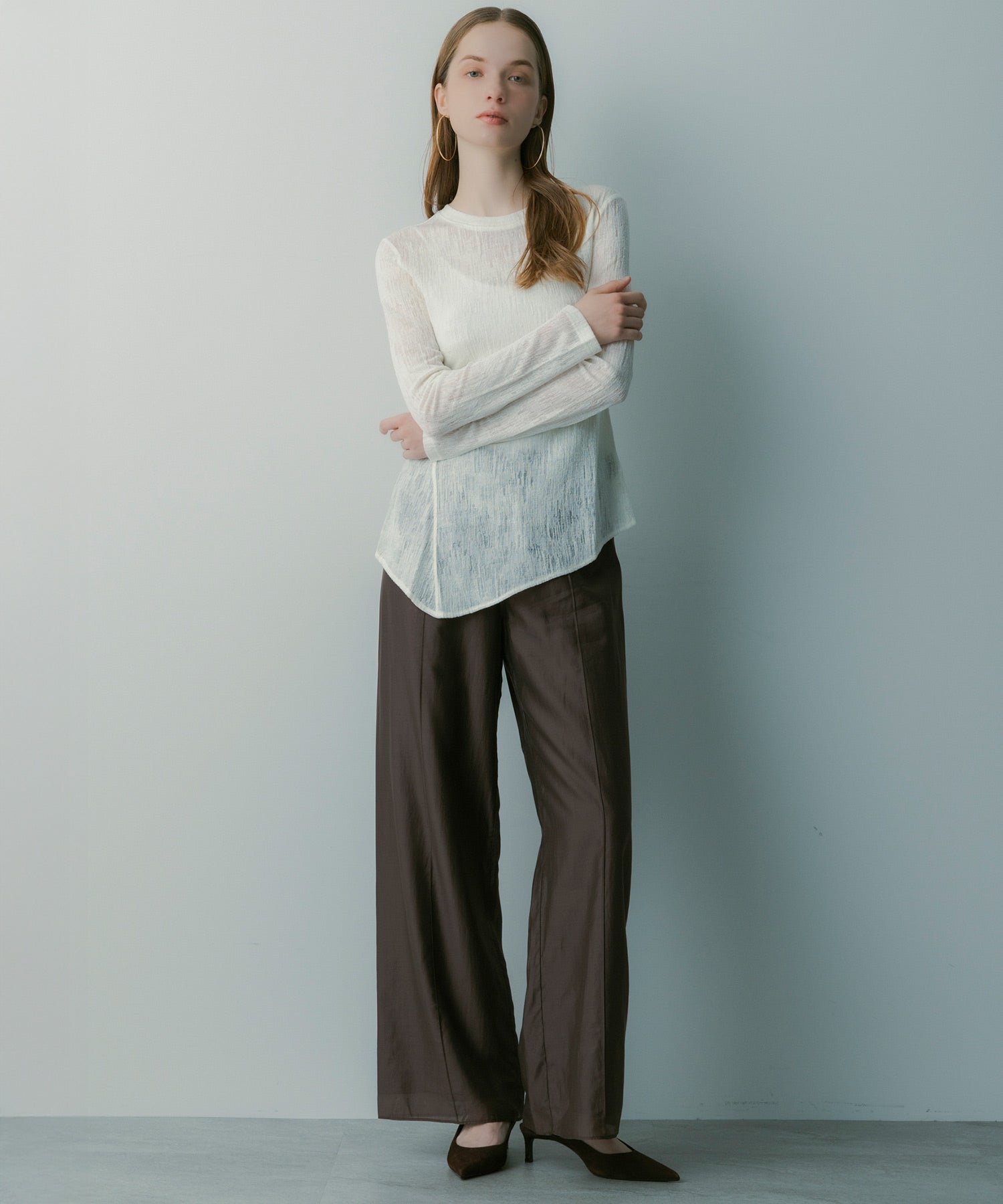 ウールブレンド シアートップス