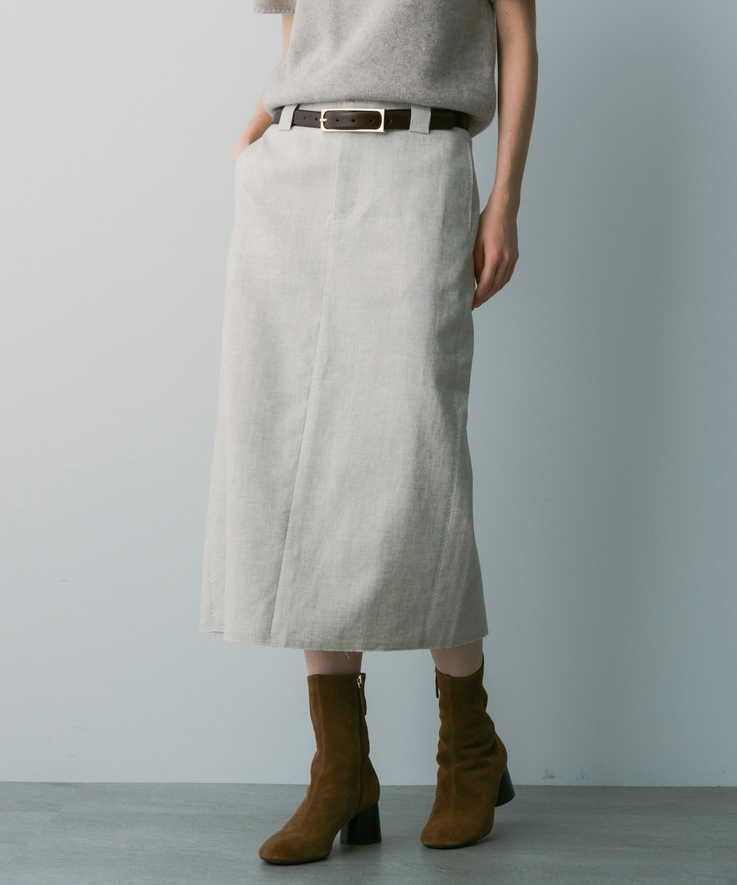 【3月中旬お届け予約商品】リネン タイトスカート