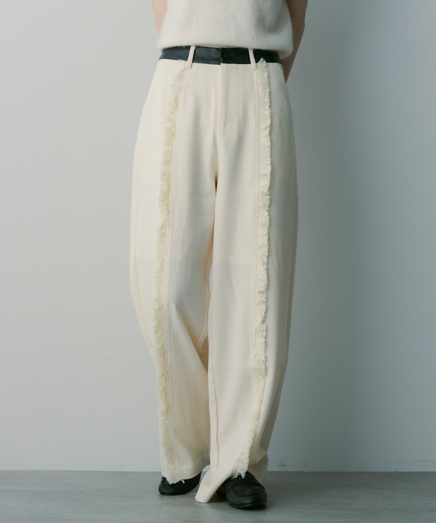 バイカラー フリンジパンツ