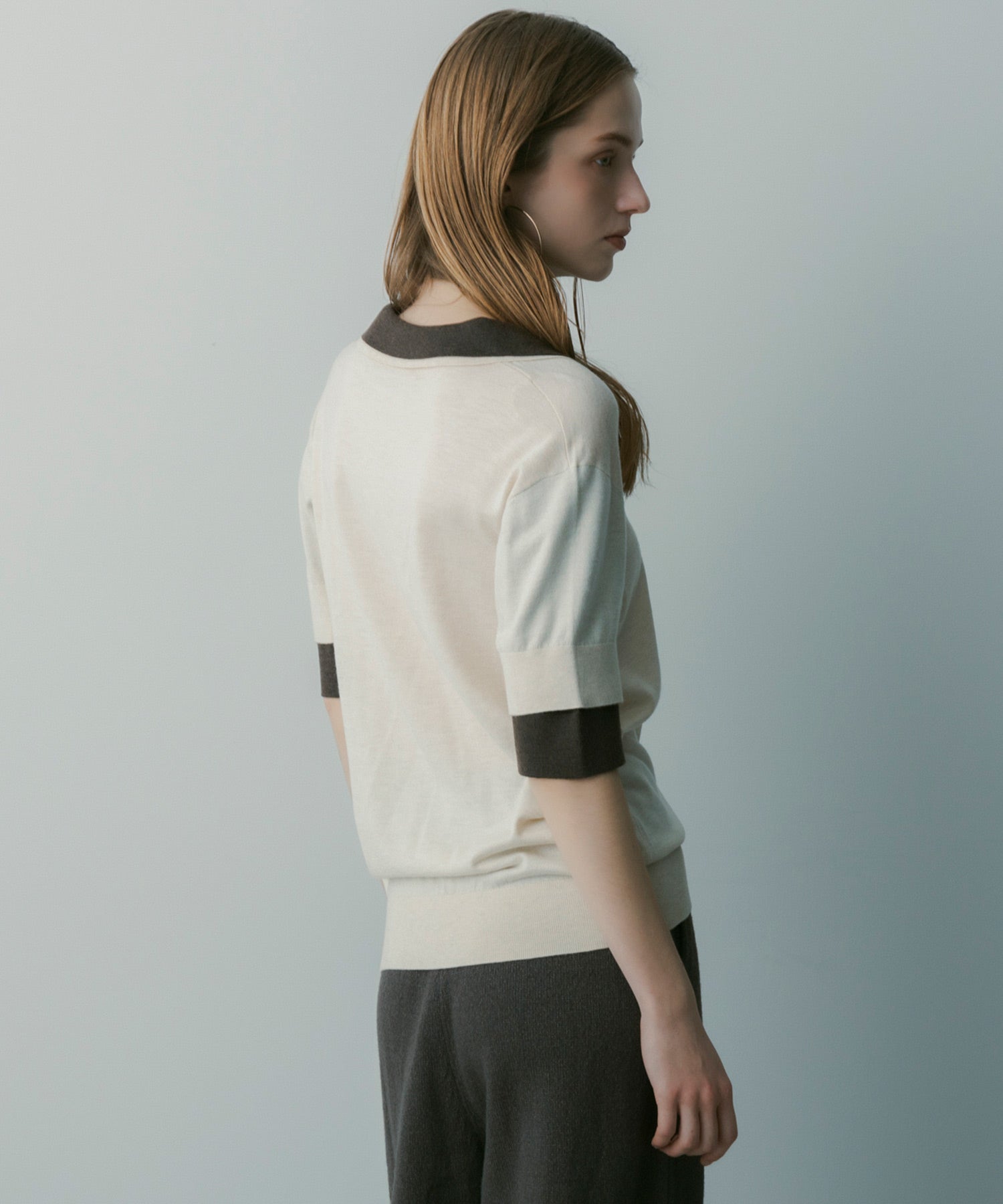 レイヤードカラー ニットシャツ