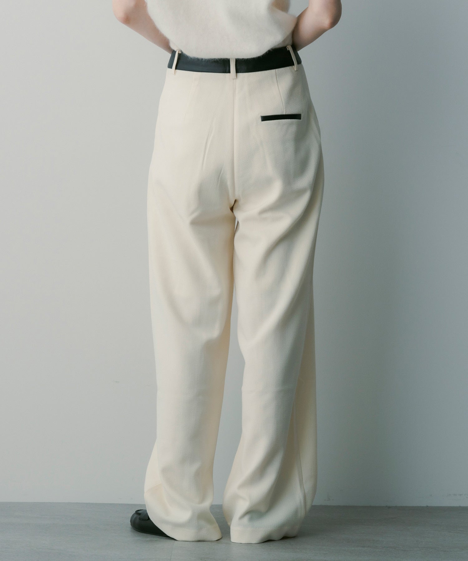 バイカラー フリンジパンツ