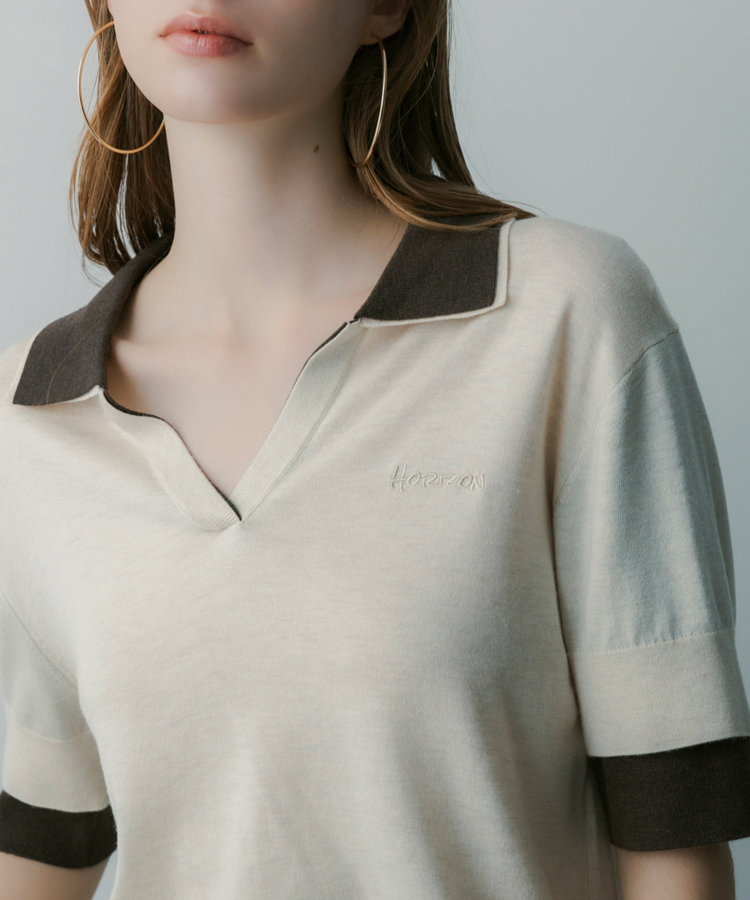 レイヤードカラー ニットシャツ