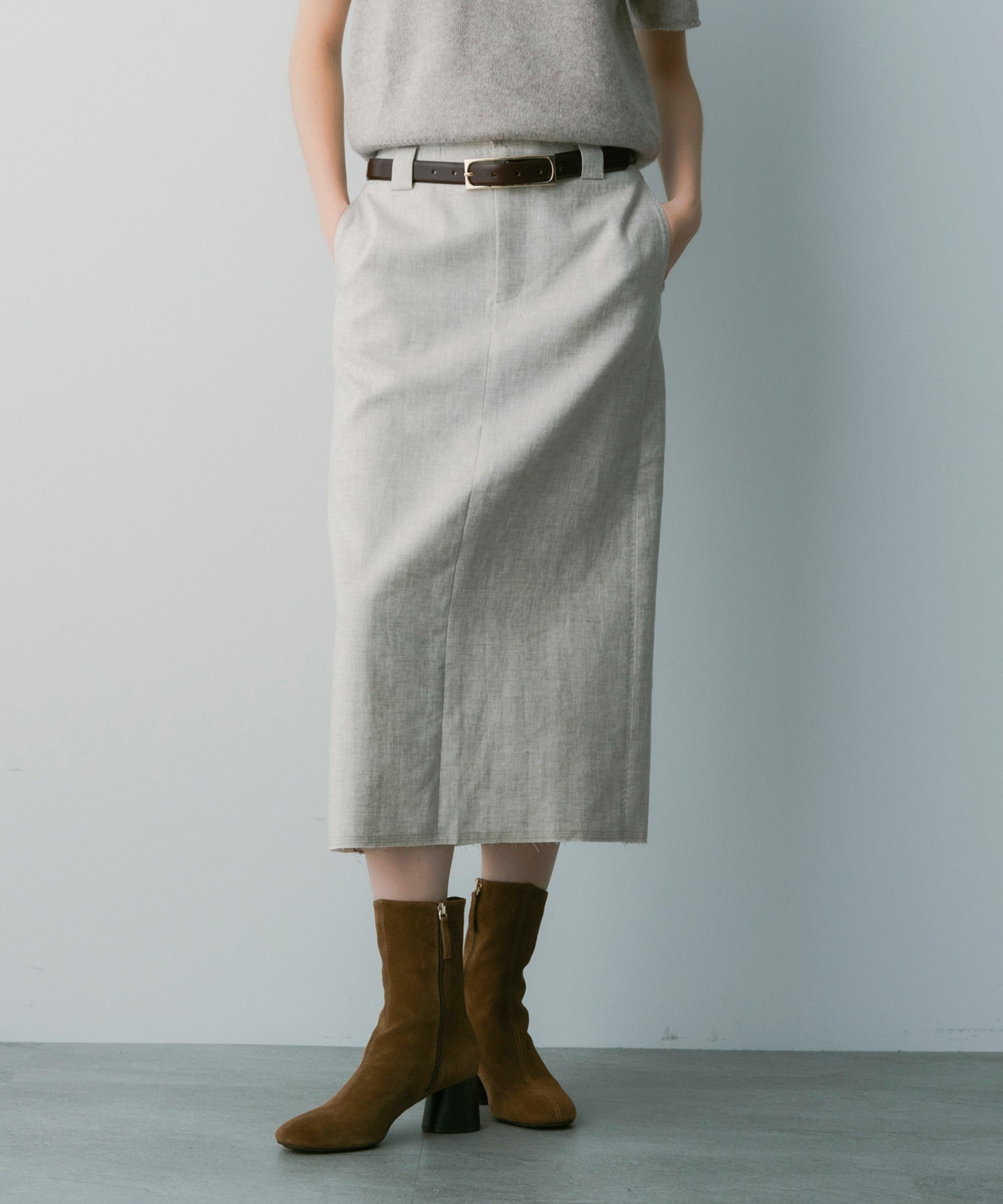 【3月中旬お届け予約商品】リネン タイトスカート