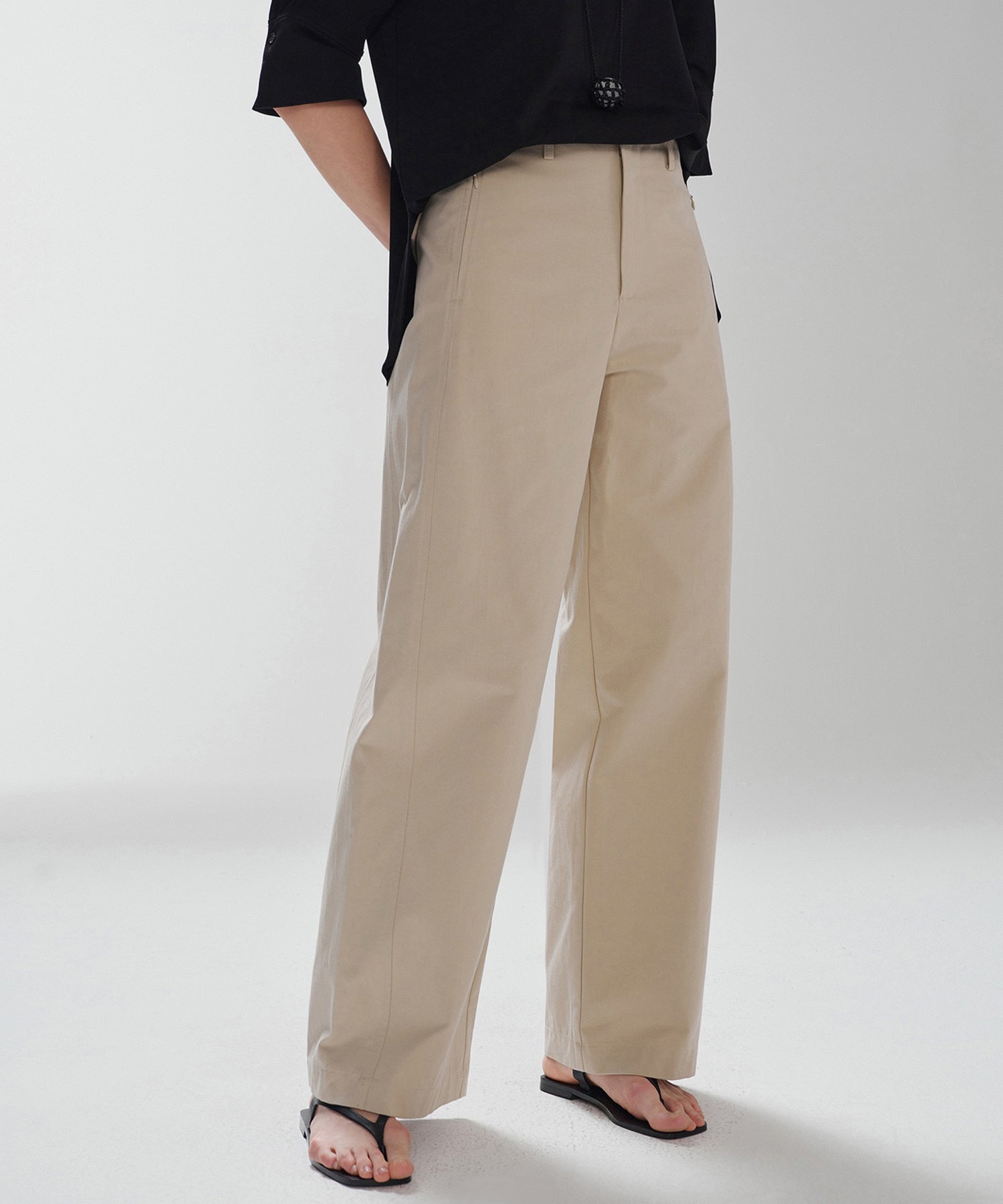 コットン ワイドストレートパンツ