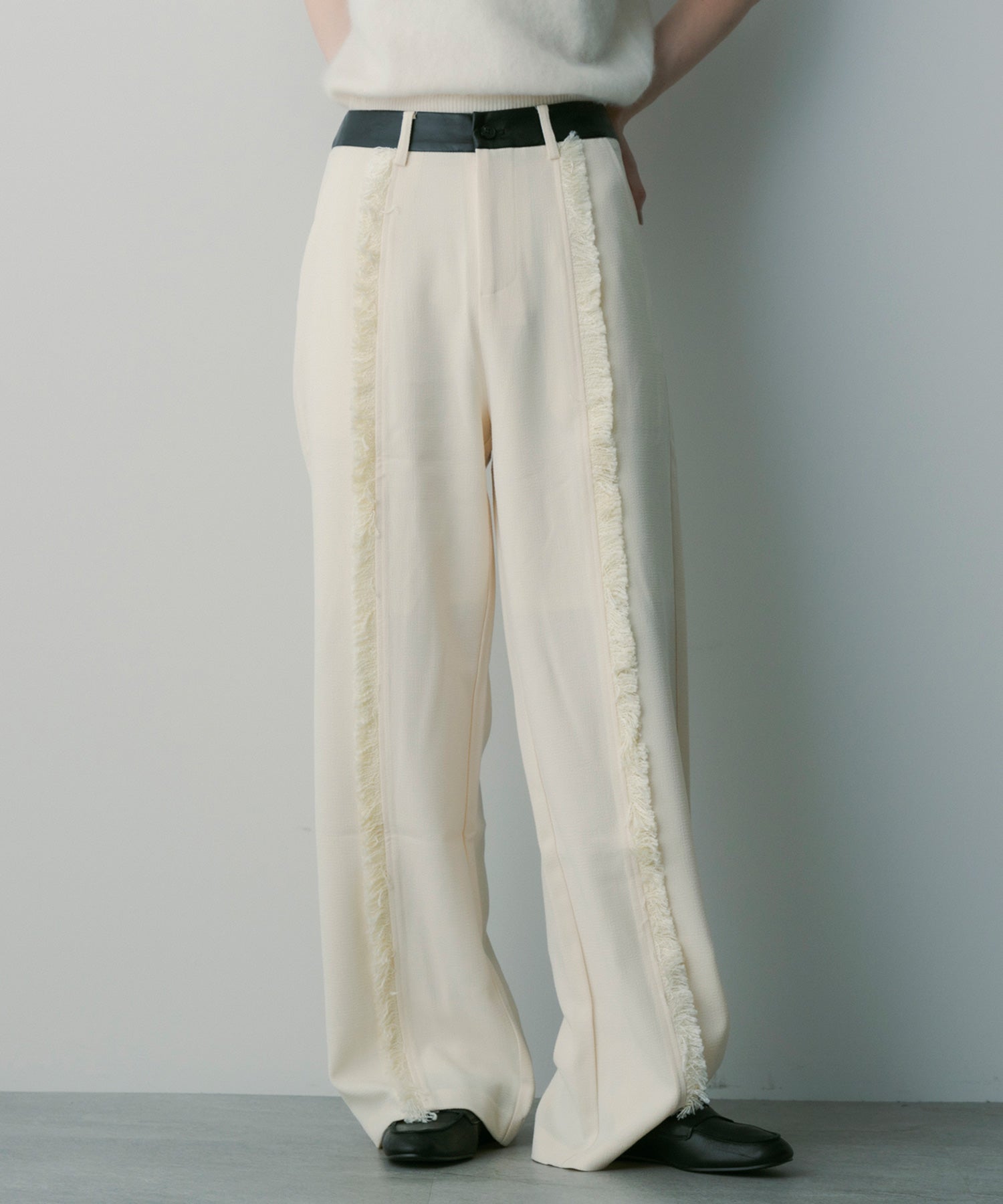 バイカラー フリンジパンツ