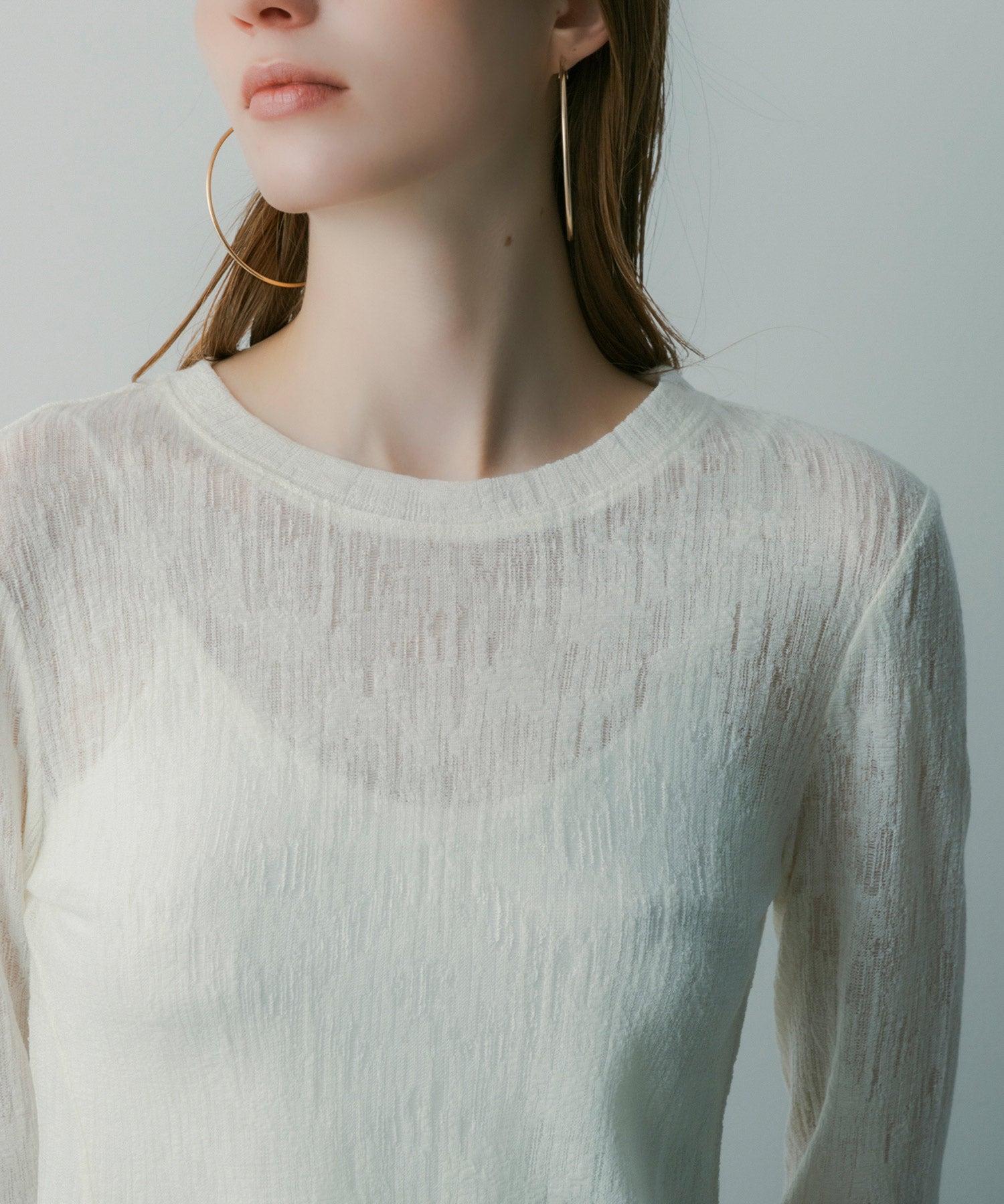 ウールブレンド シアートップス