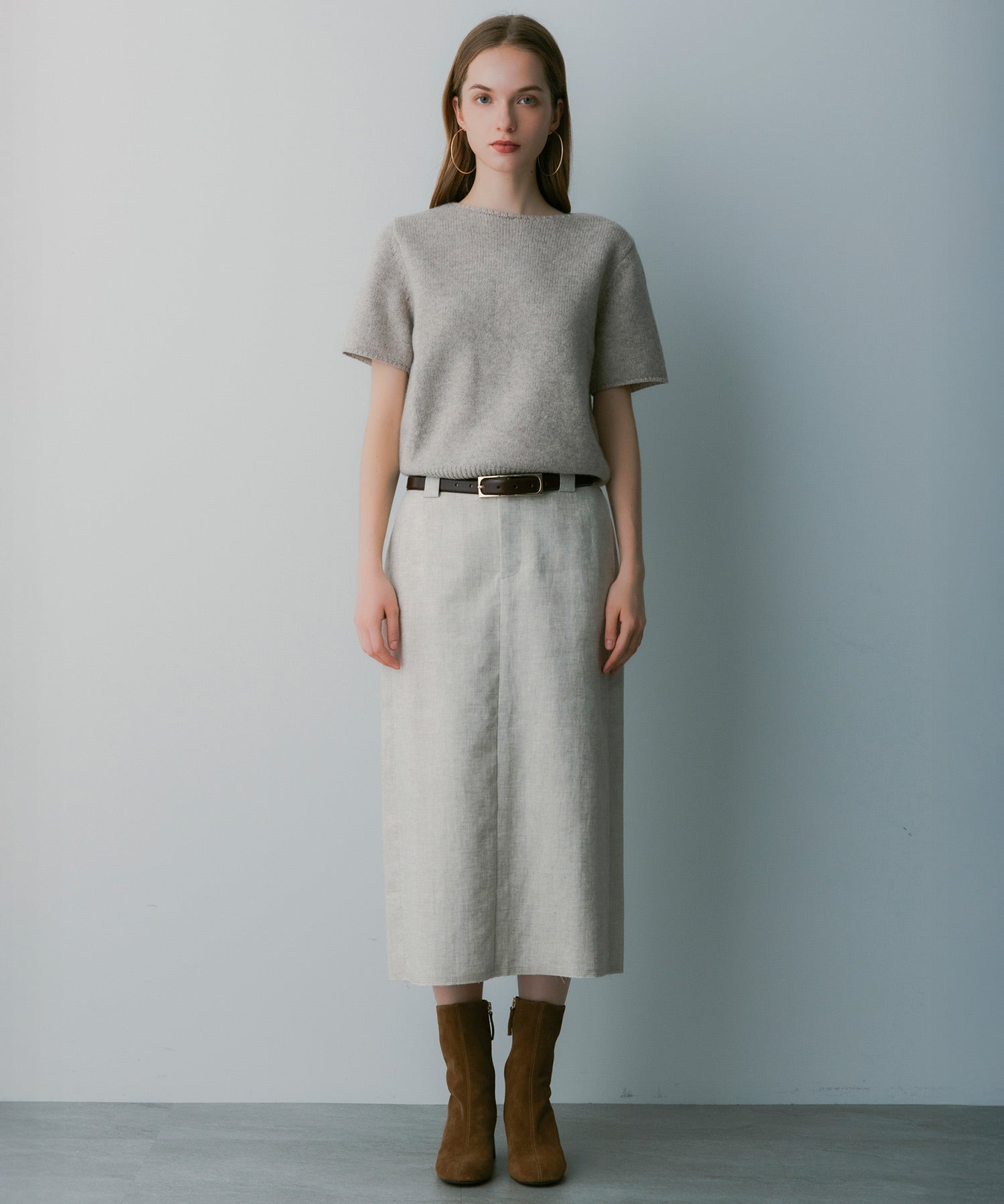 【3月中旬お届け予約商品】リネン タイトスカート