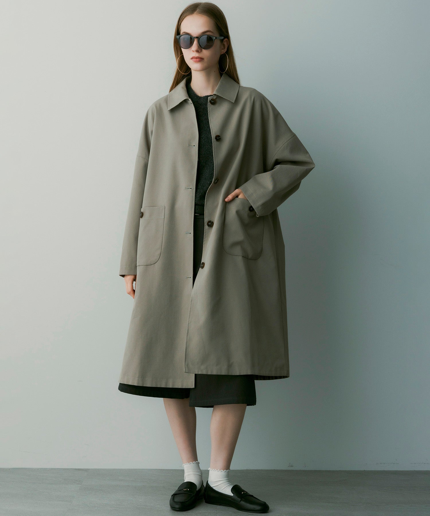 【12月中旬お届け予約商品】ステンカラーオーバーサイズコート