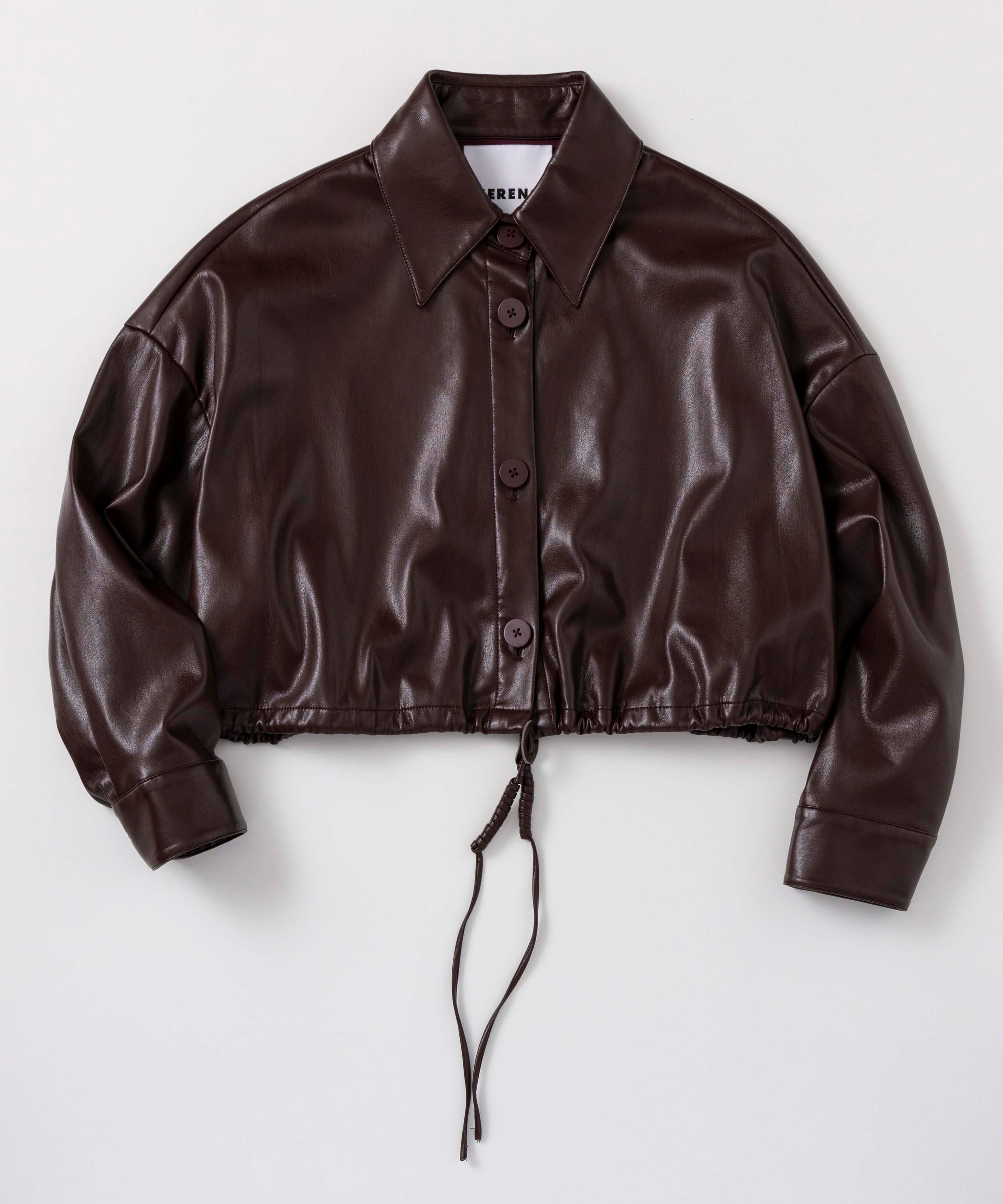 【3月中旬お届け予約商品】クロップド レザーライクジャケット