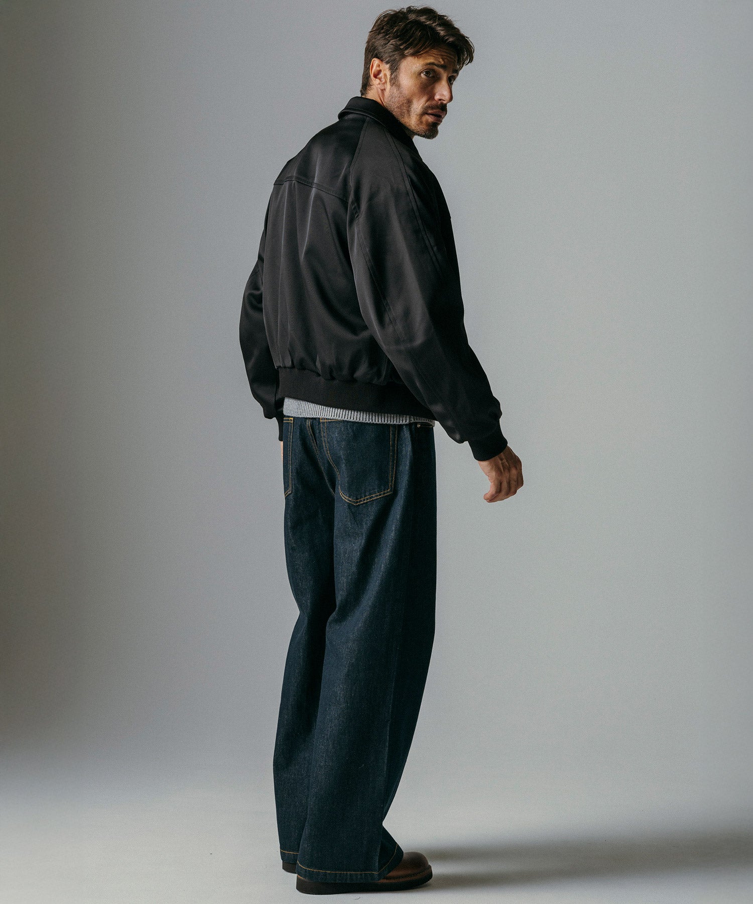 ハイウエスト デニムワイドパンツ