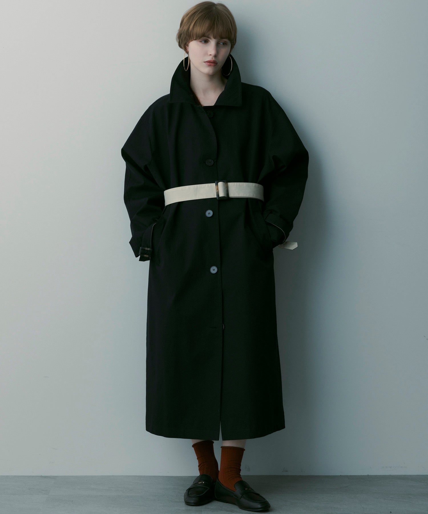 バイカラーロングコート