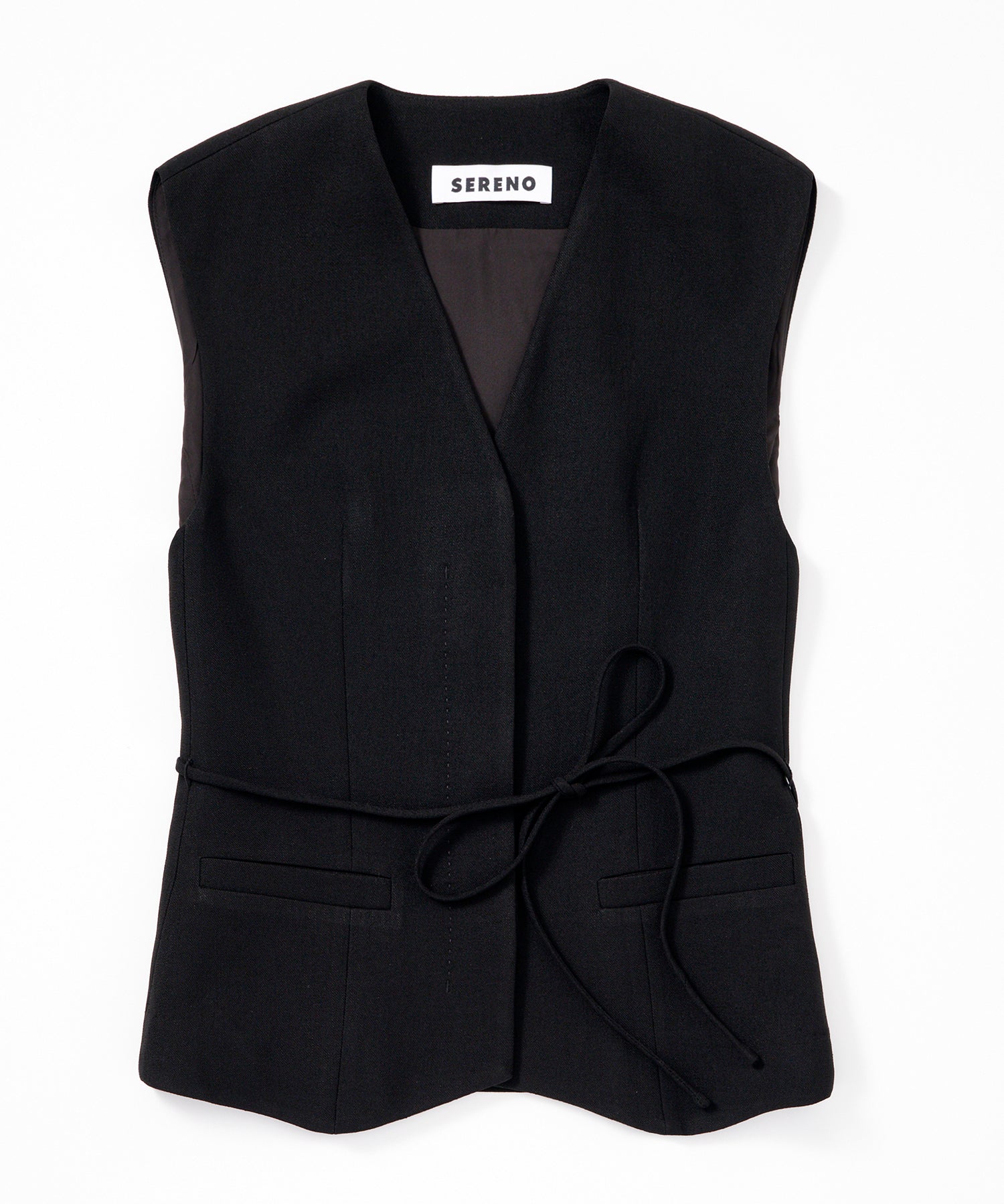 【3月中旬お届け予約商品】ノーカラー Vネックジレ