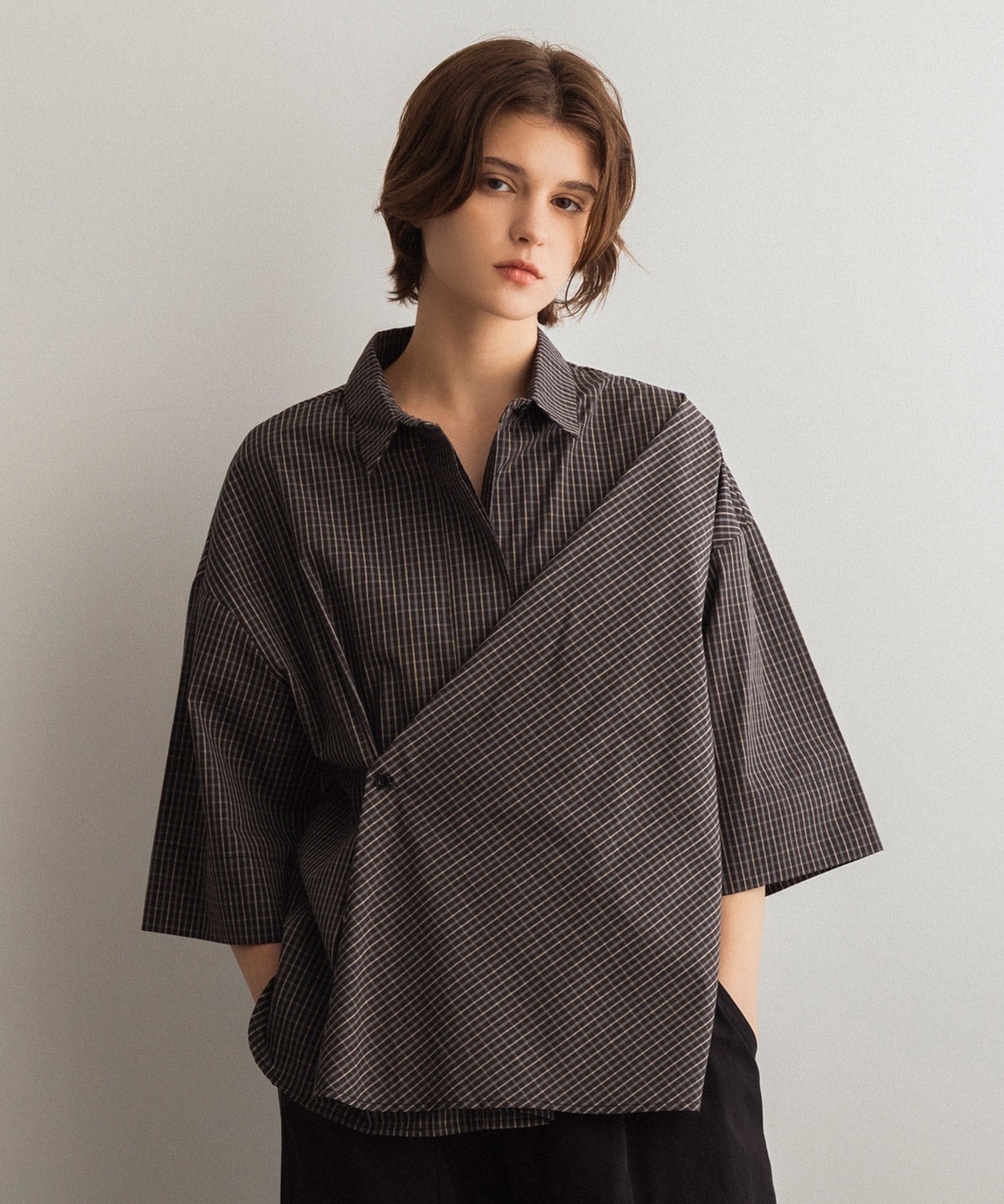 ラップデザイン 2WAYコットンシャツ