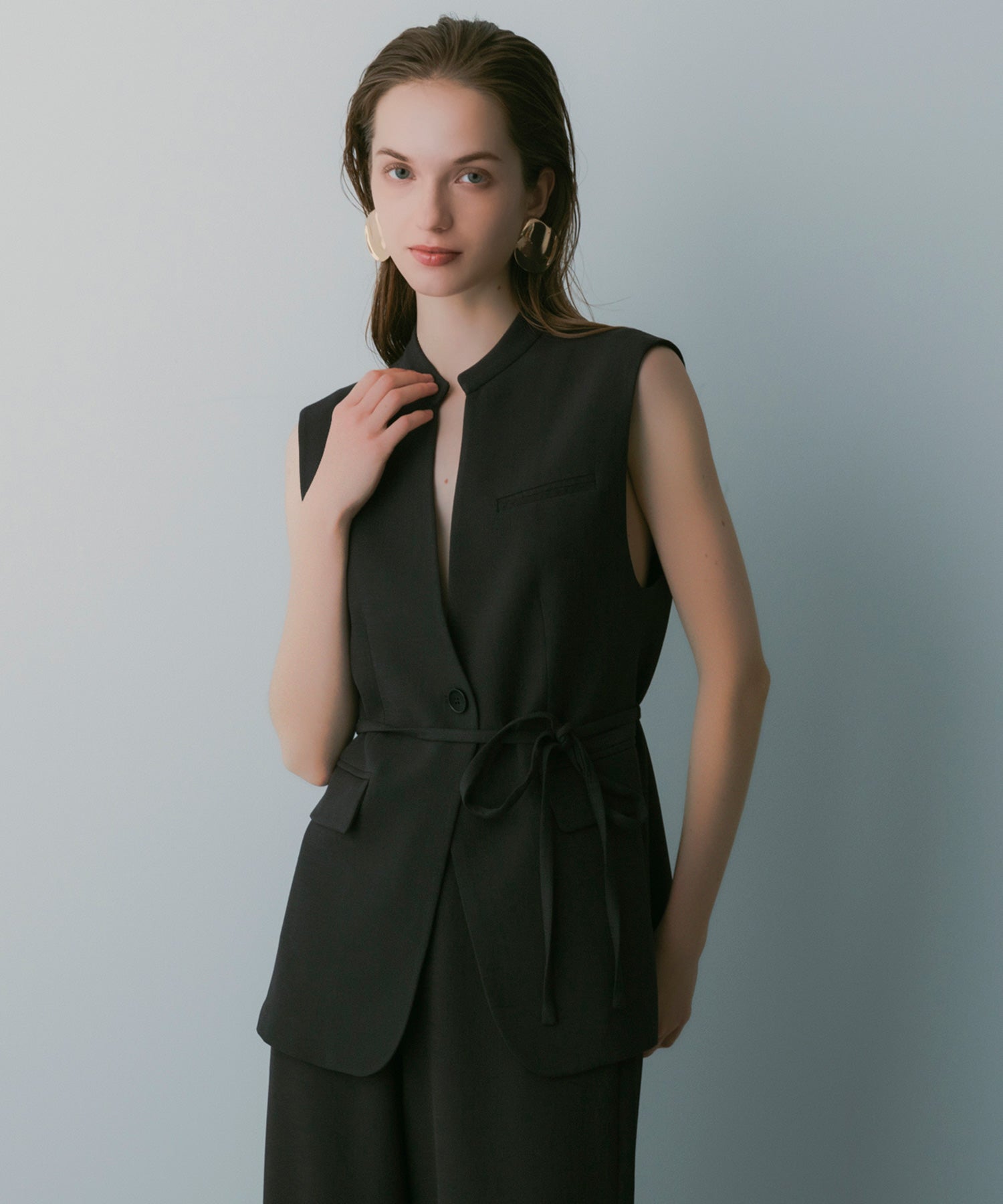 【3月中旬お届け予約商品】スタンドカラー ジレ