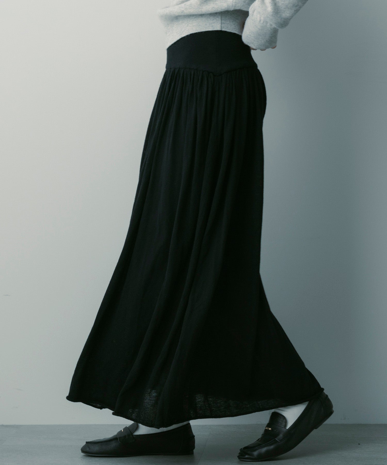 ウールブレンド ギャザースカート