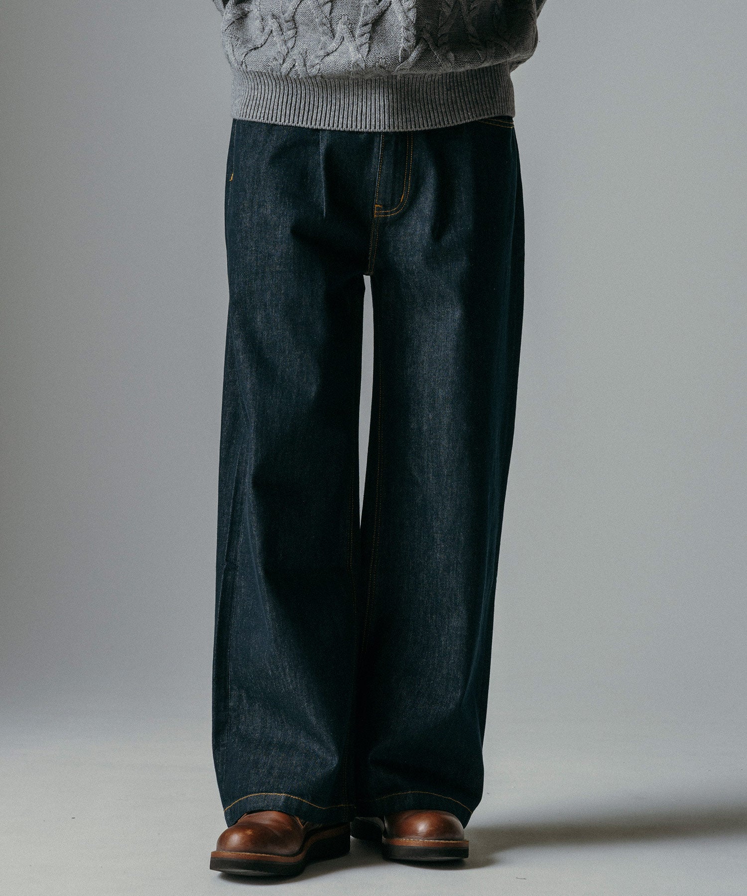 ハイウエスト デニムワイドパンツ