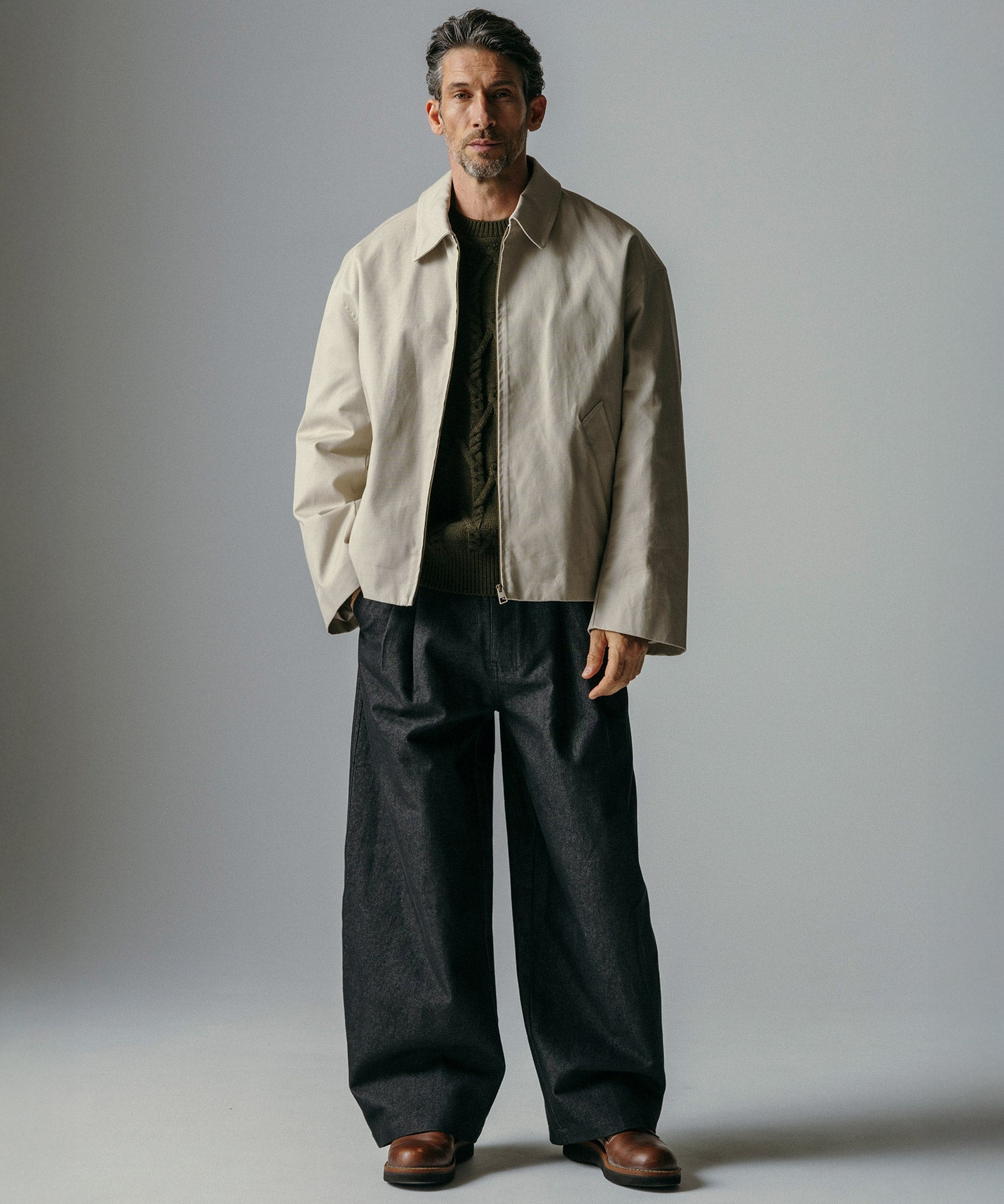 ハイウエスト ツータックワイドパンツ