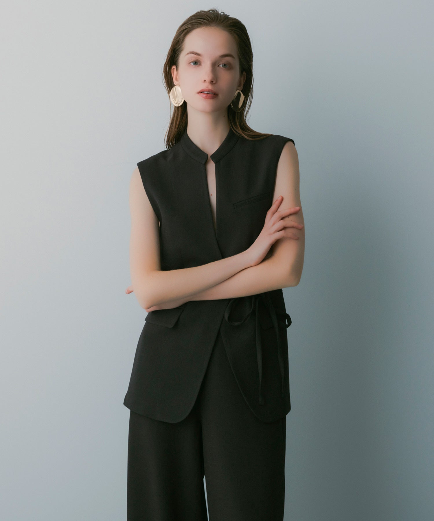 【3月中旬お届け予約商品】スタンドカラー ジレ