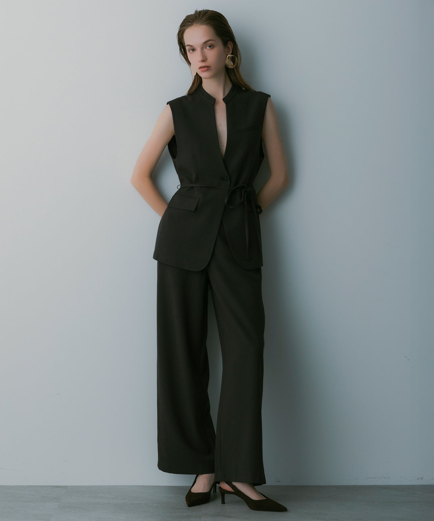 【3月中旬お届け予約商品】スタンドカラー ジレ