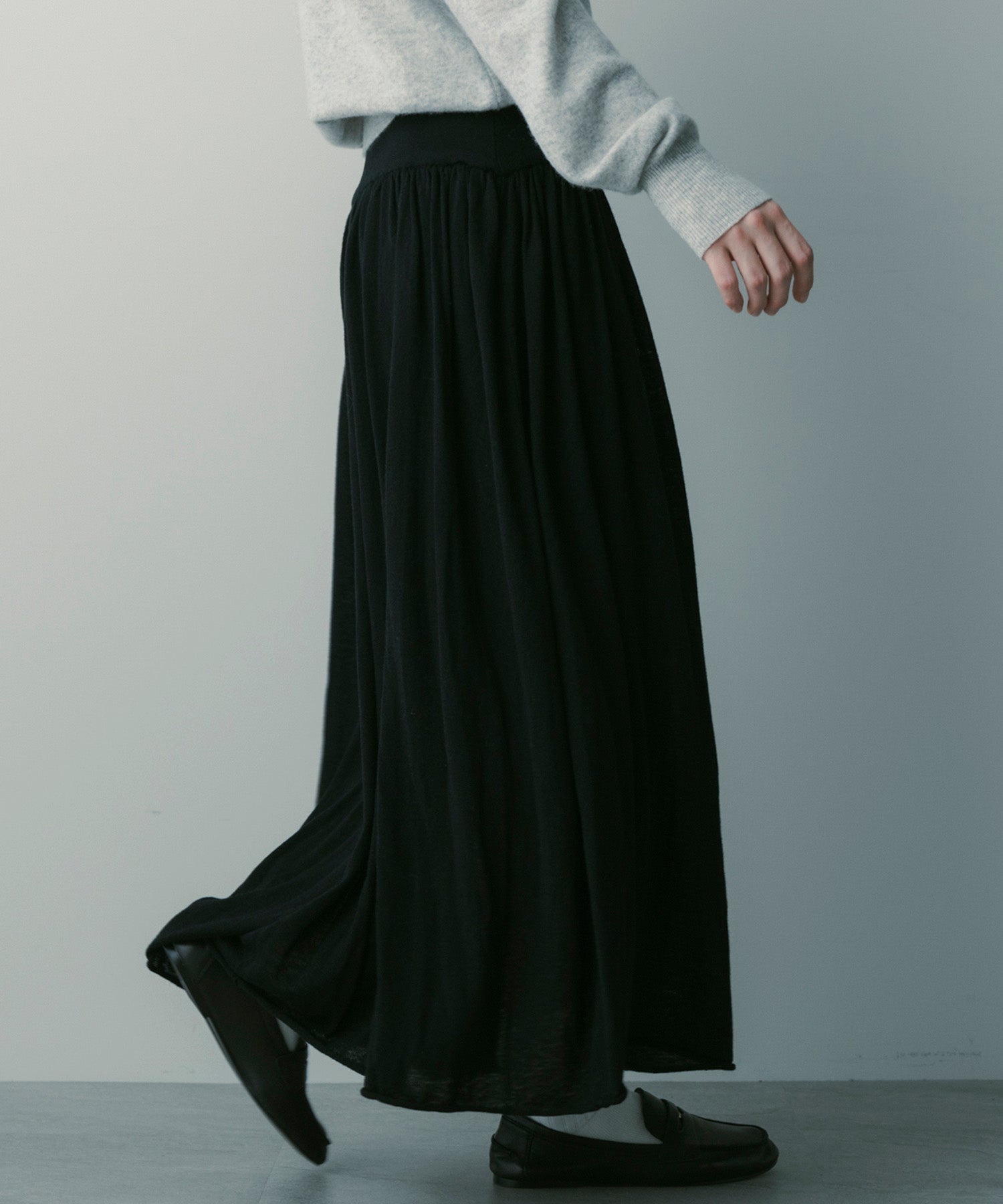 ウールブレンド ギャザースカート