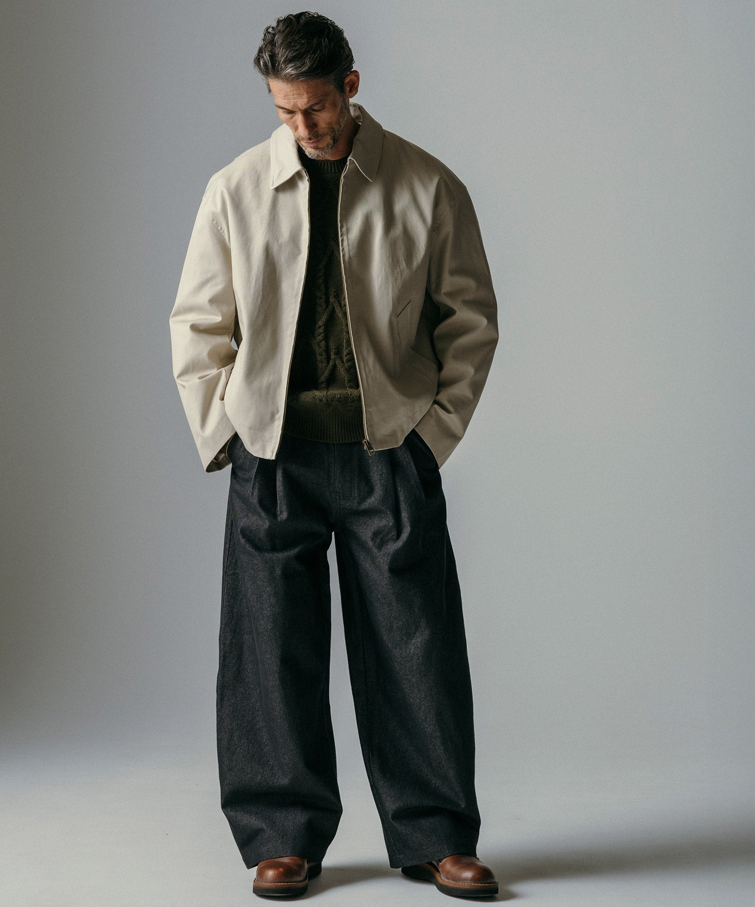 ハイウエスト ツータックワイドパンツ