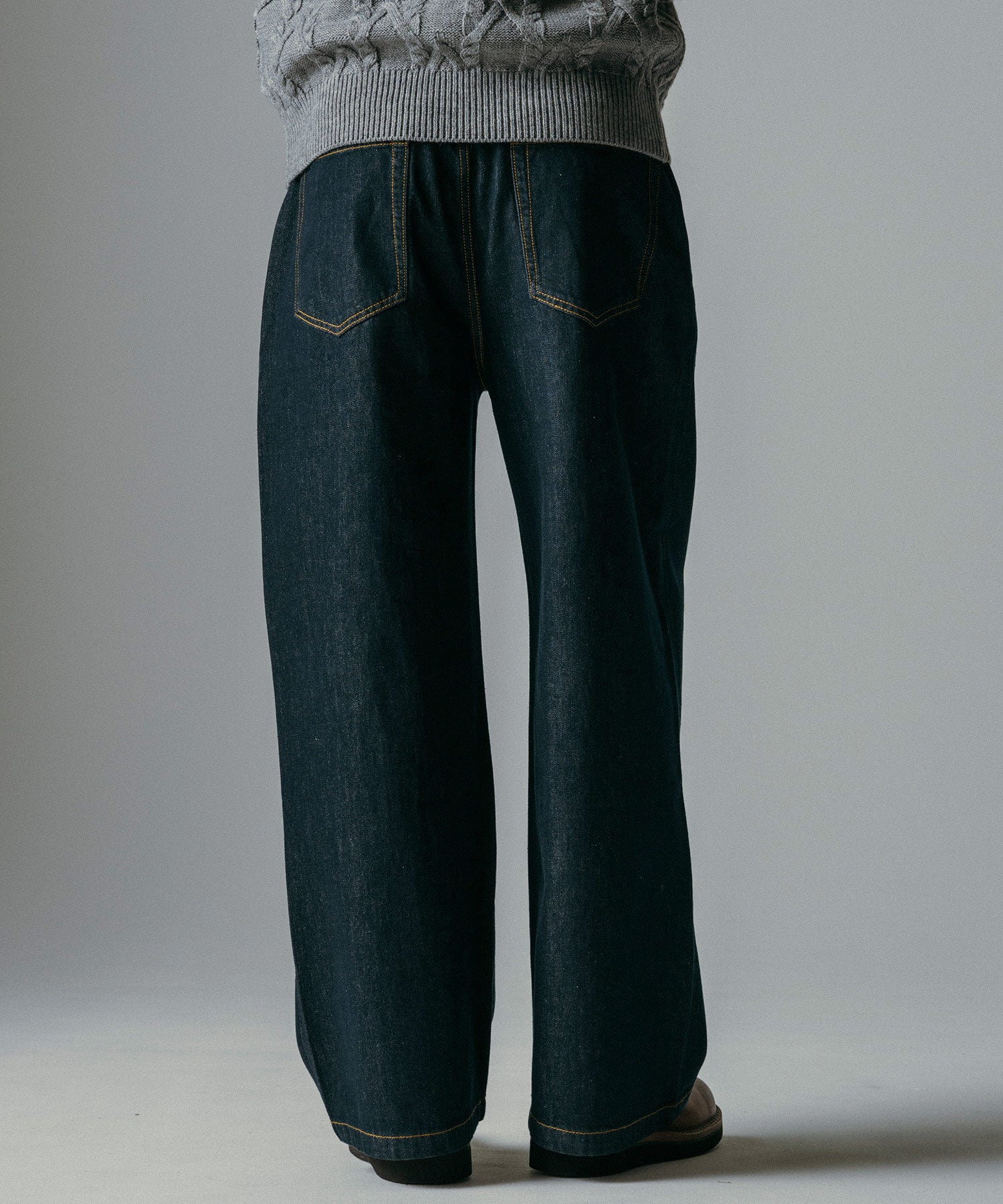ハイウエスト デニムワイドパンツ
