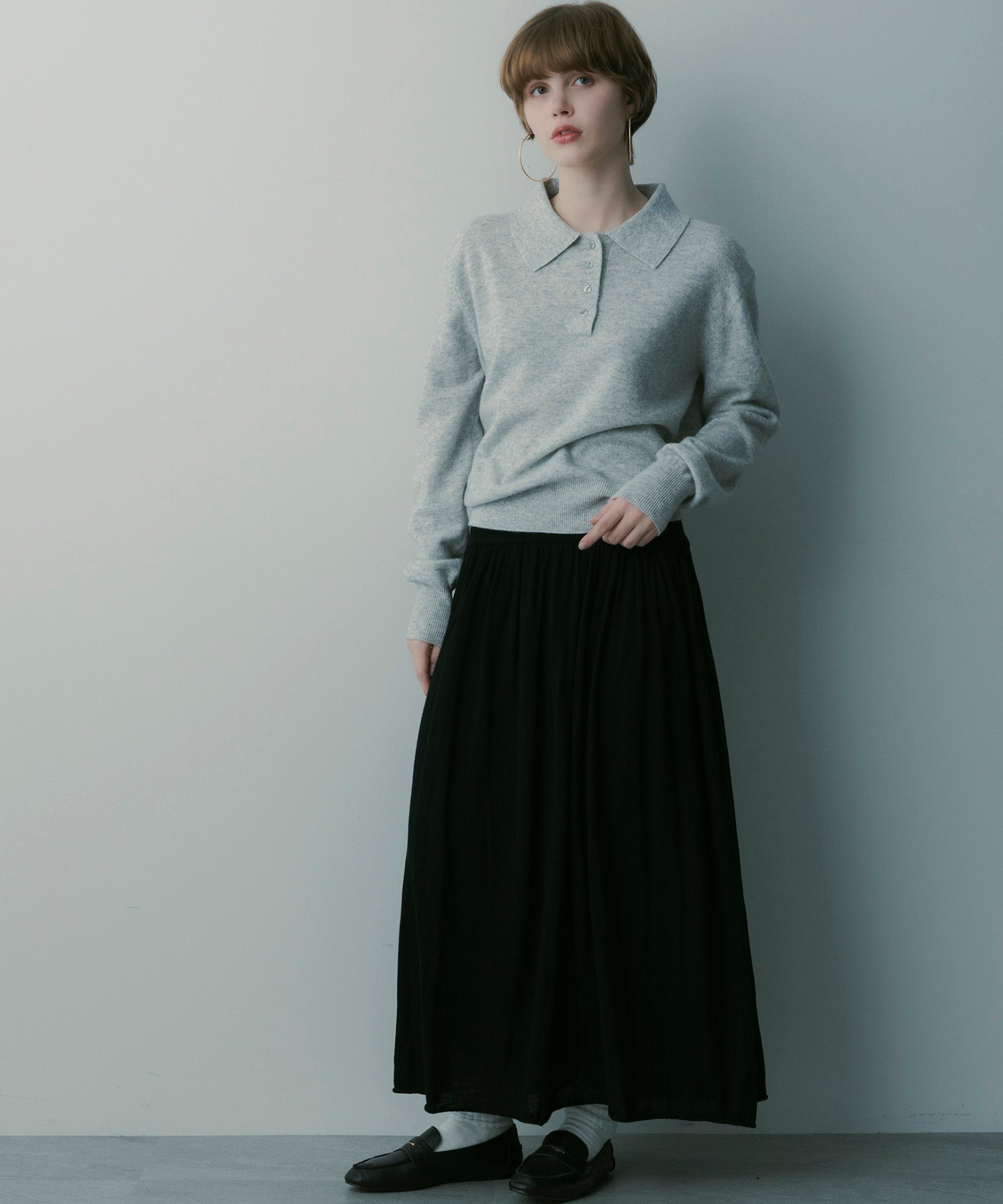 ウールブレンド ギャザースカート