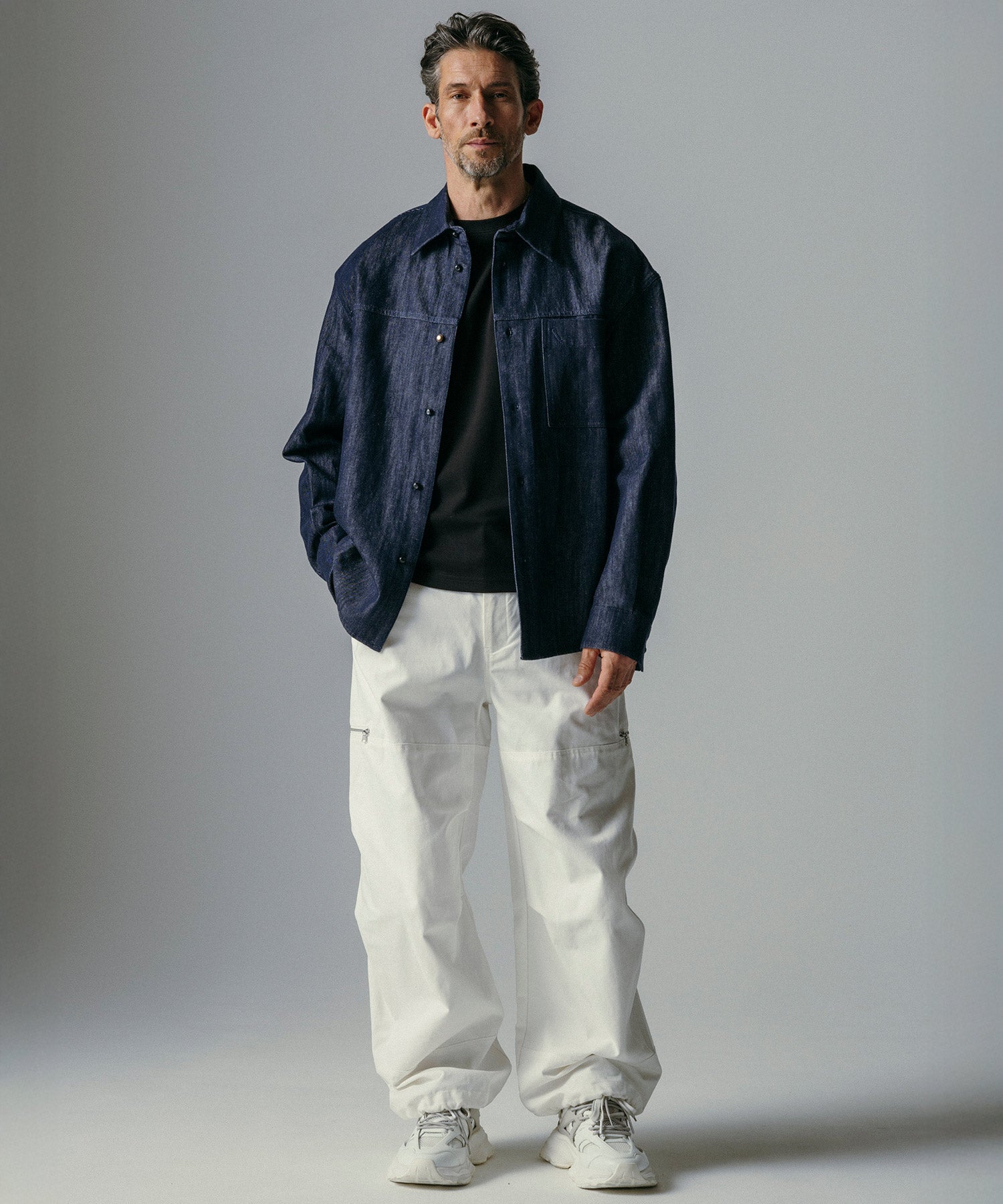 ソフトウォッシュデニム 長袖シャツ
