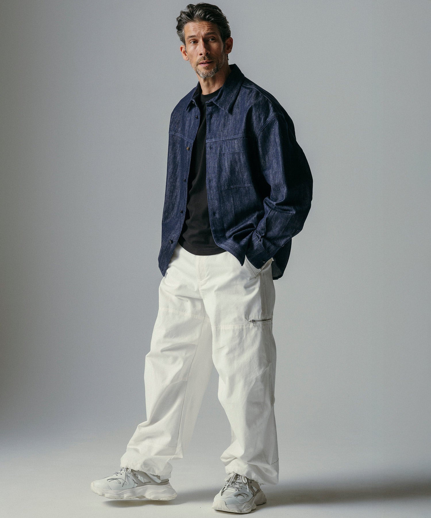 ソフトウォッシュデニム 長袖シャツ