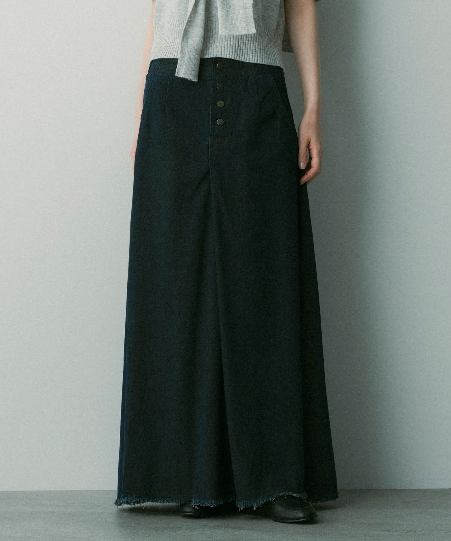 【12月上旬お届け予約商品】ヴィンテージライク フレアデニムスカート