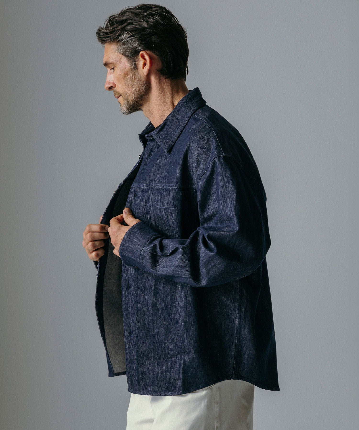 ソフトウォッシュデニム 長袖シャツ