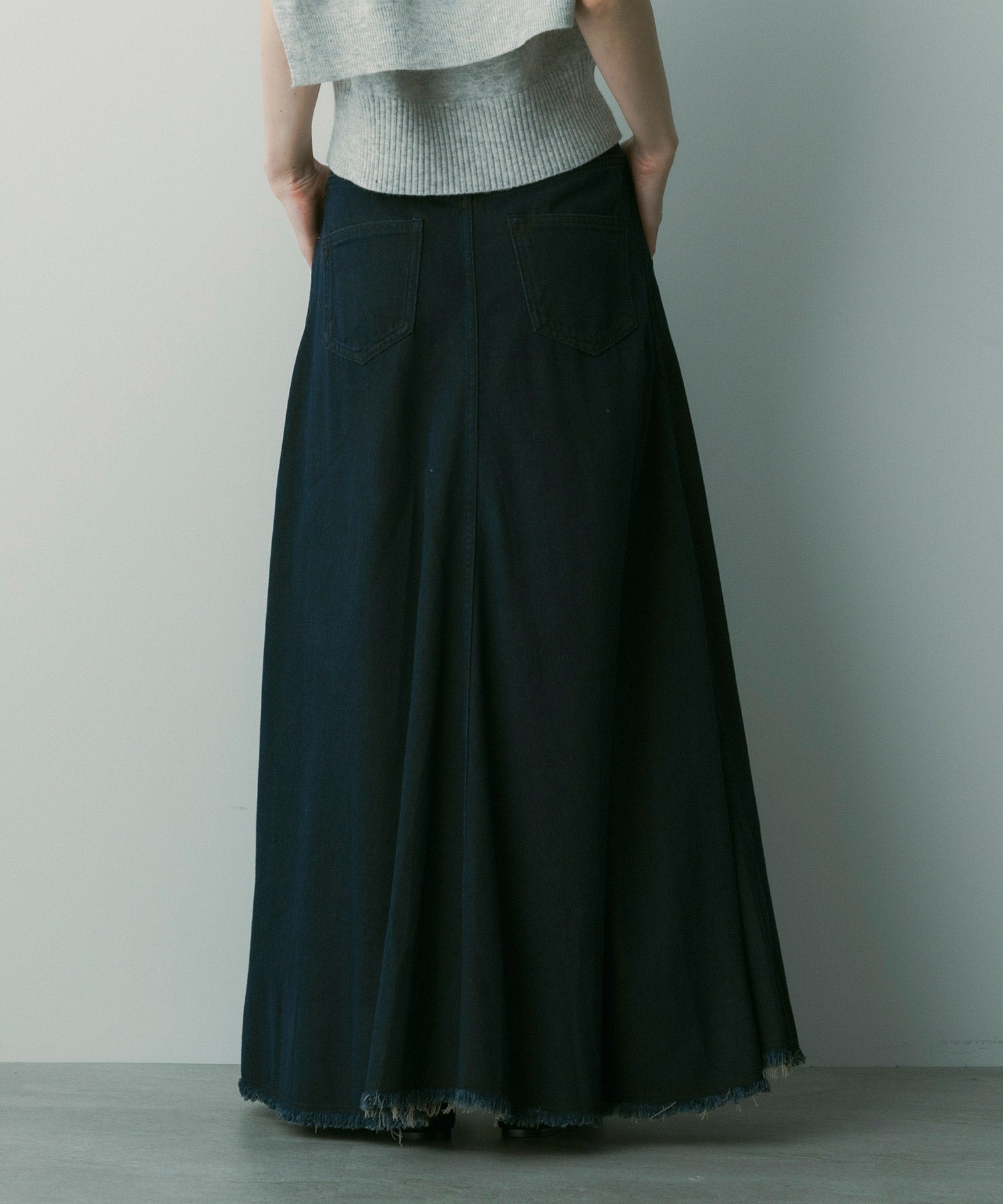 【12月上旬お届け予約商品】ヴィンテージライク フレアデニムスカート