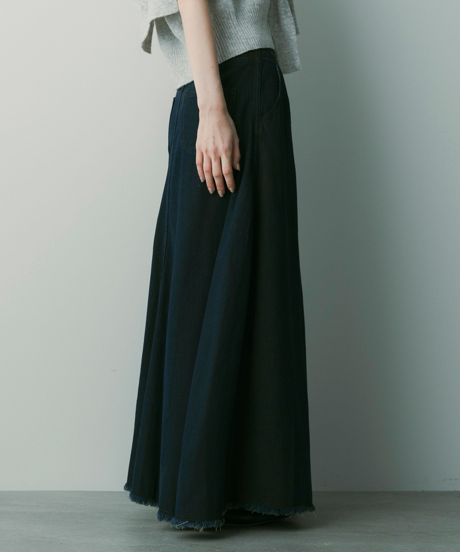 【12月上旬お届け予約商品】ヴィンテージライク フレアデニムスカート