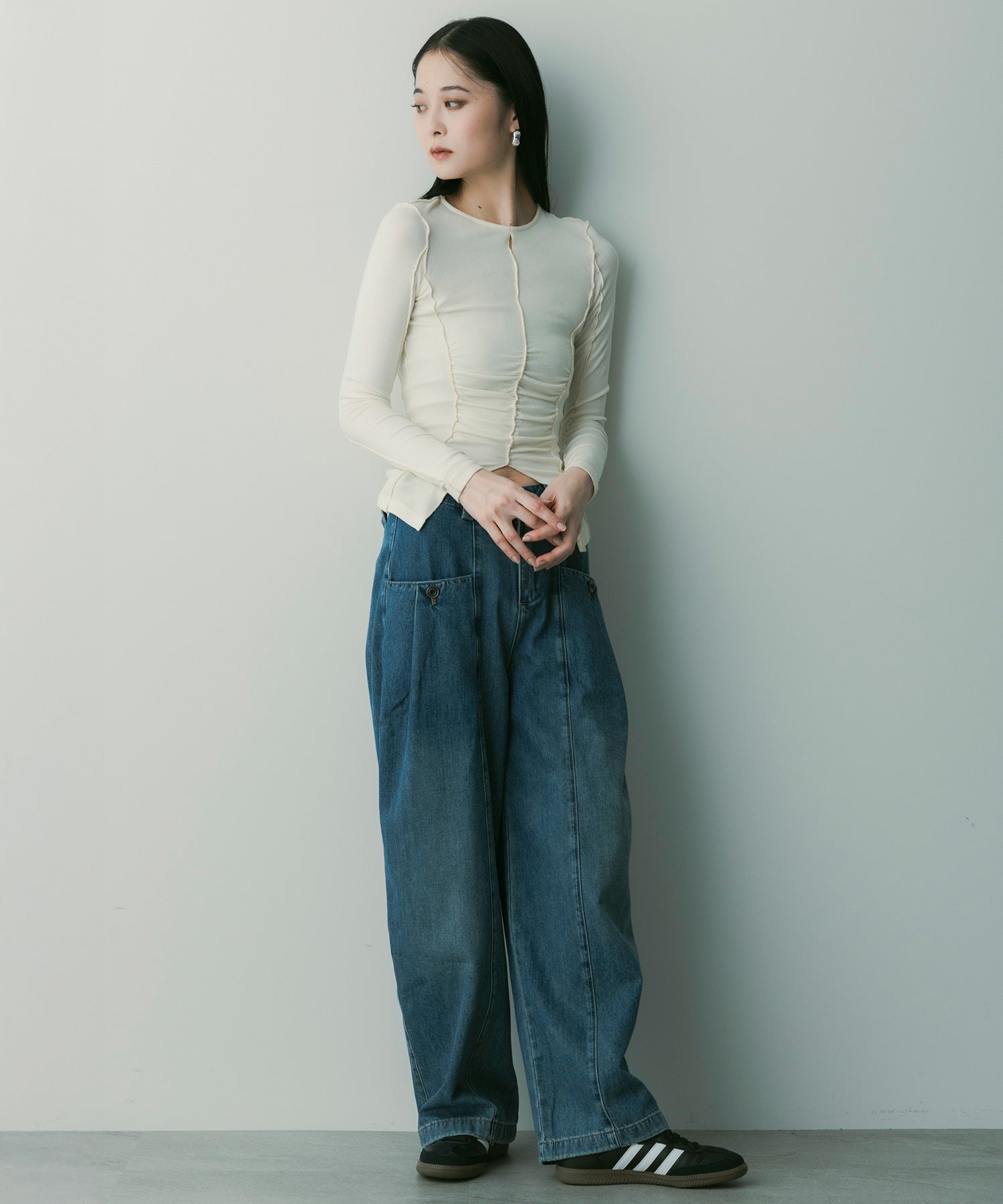 【12月中旬お届け予約商品】ヴィンテージウォッシュデニムパンツ