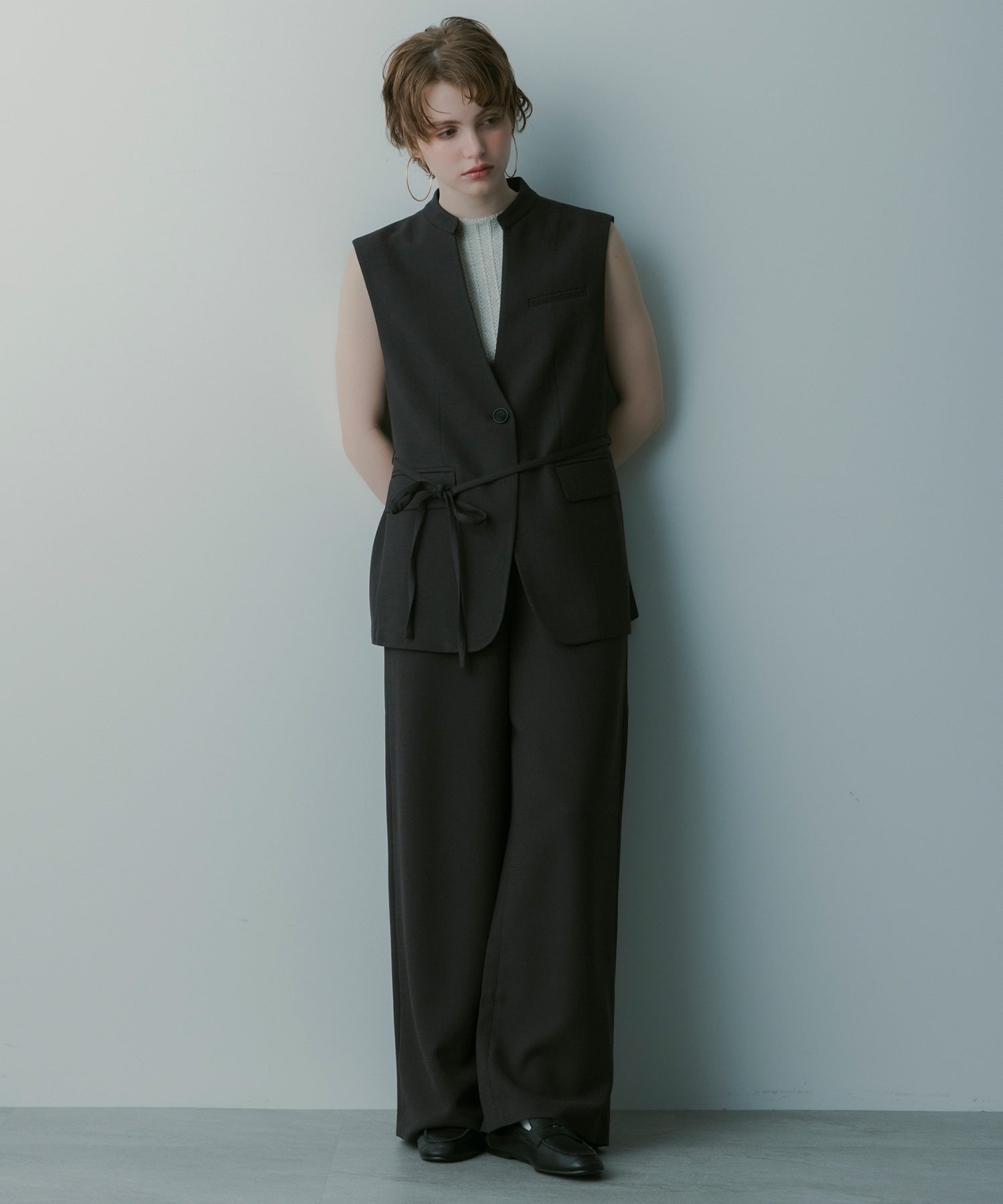 【3月中旬お届け予約商品】スタンドカラー ジレ