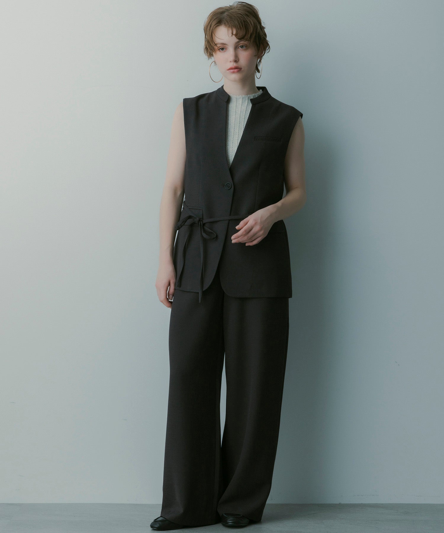 【3月中旬お届け予約商品】ハイウエスト ワイドスラックス