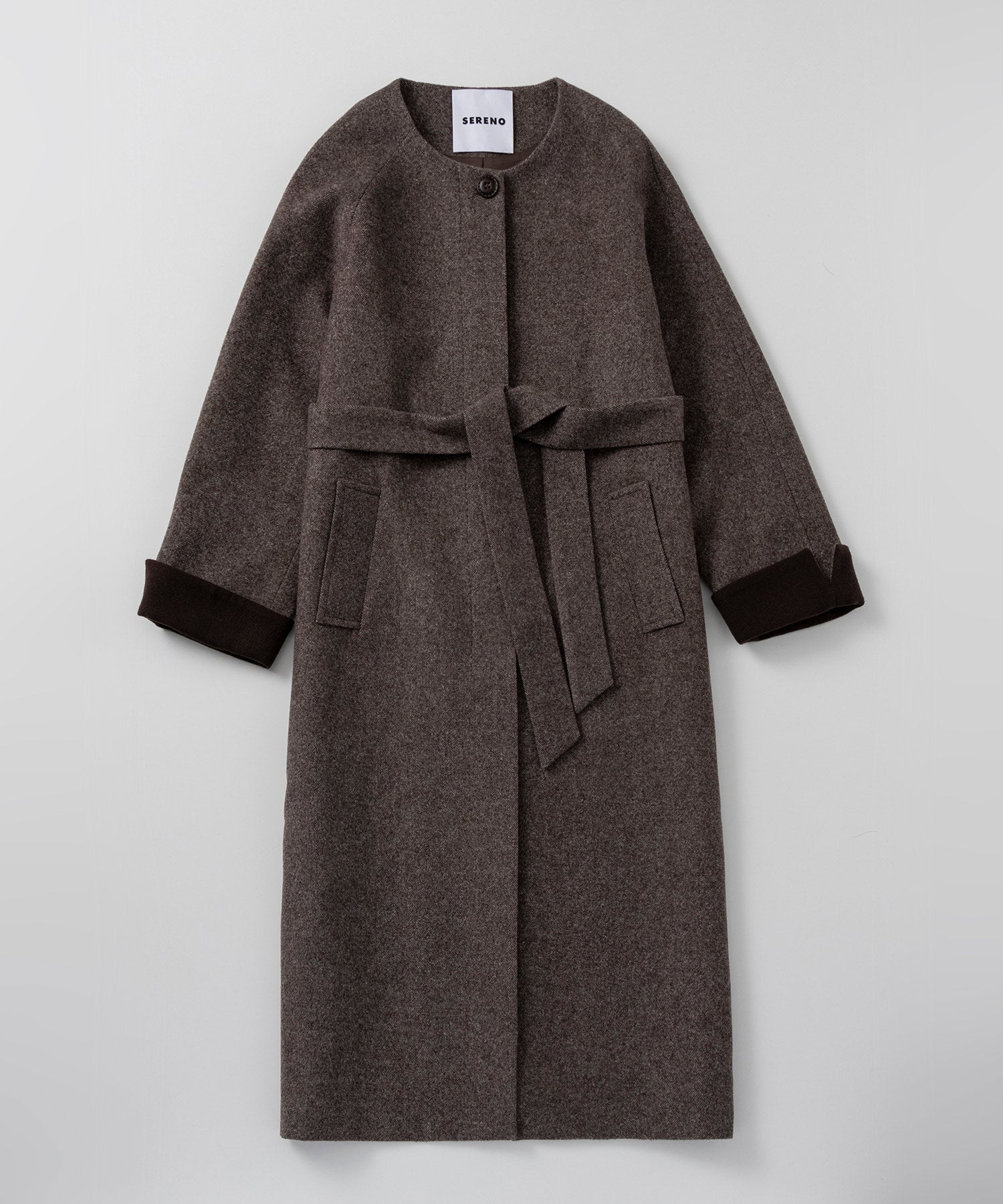 【12月中旬お届け予約商品】ヘリンボーンウールロングコート